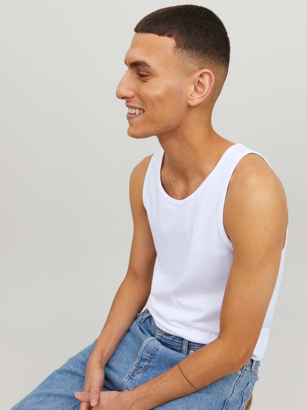 Jack & Jones Camisole Col rond Coupe extensible -White - 12074784