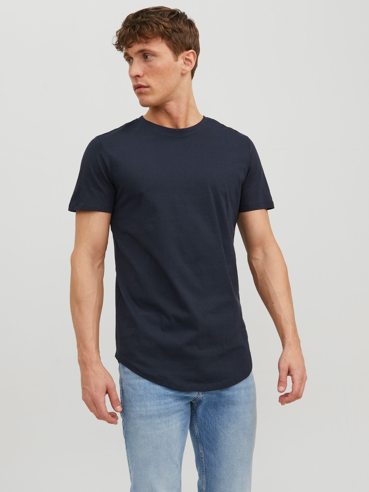 Jack & Jones Long Line Fit O-Neck Noa T-Shirt -Navy Blazer - 12113648