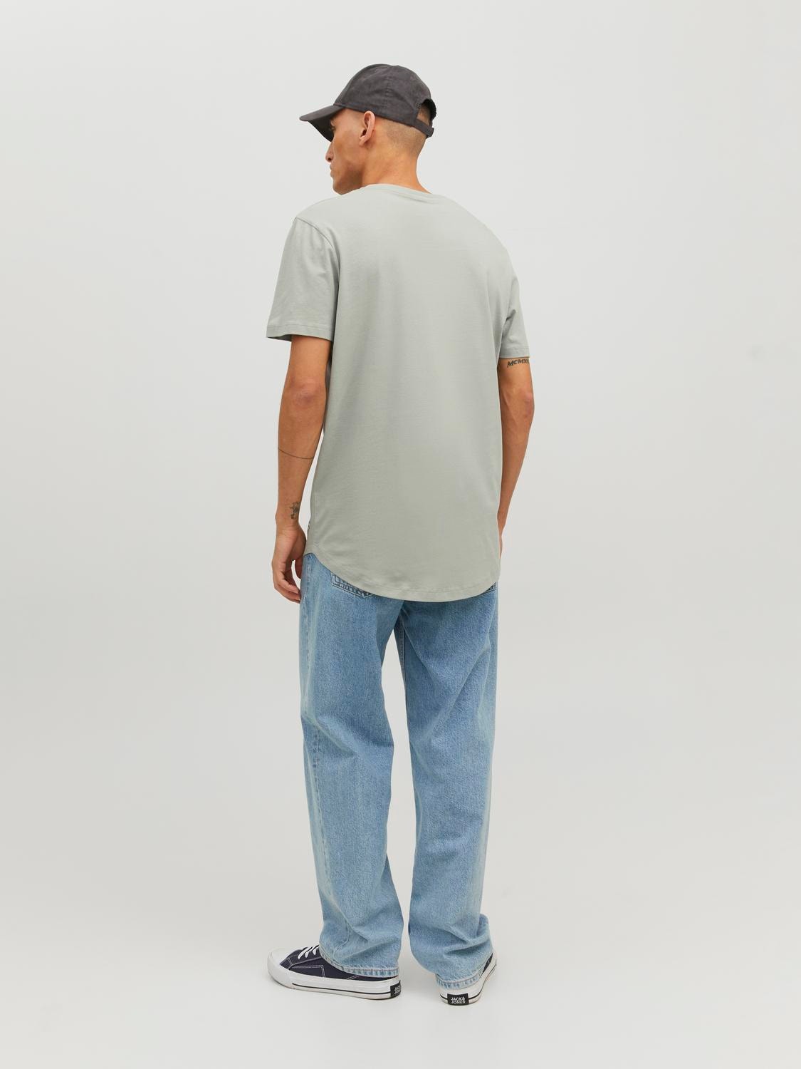 Jack & Jones Long Line Fit O-Neck Noa T-Shirt -Wrought Iron - 12113648