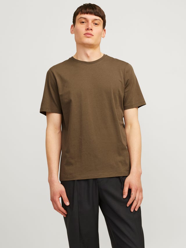 T-Shirt Homme Jack & Jones - Col Rond, Manches Courtes - 100% Coton - Coupe Régulière