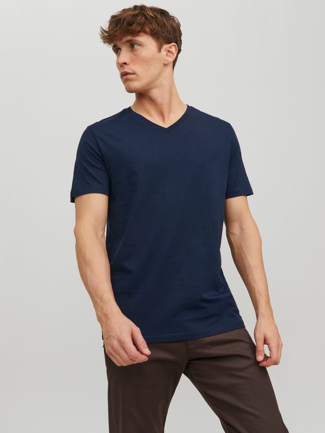 Jack & Jones Standard Fit V-Neck T-Shirt - 12156102