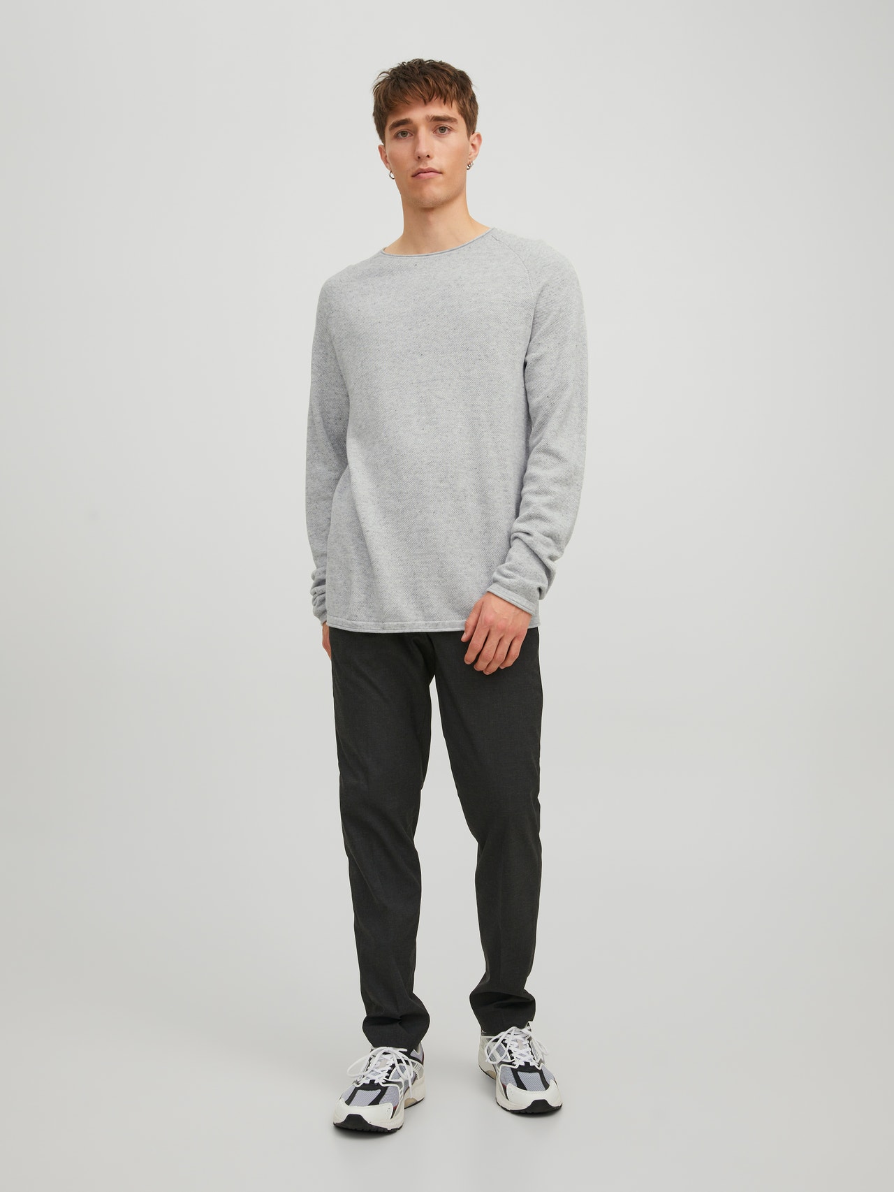 Jack & Jones Regular Fit O-Neck Sweater -Light Grey Melange - 12157321