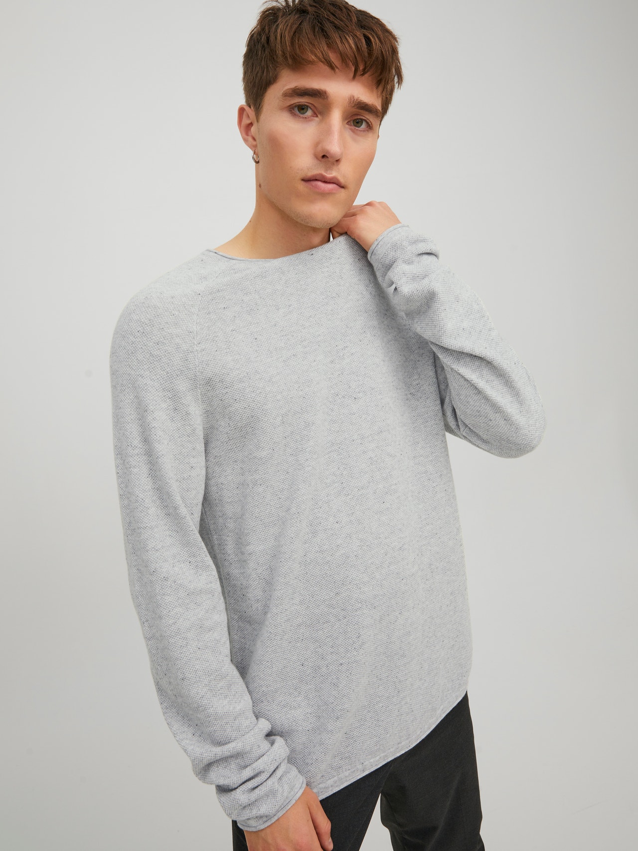 Jack & Jones Regular Fit O-Neck Sweater -Light Grey Melange - 12157321