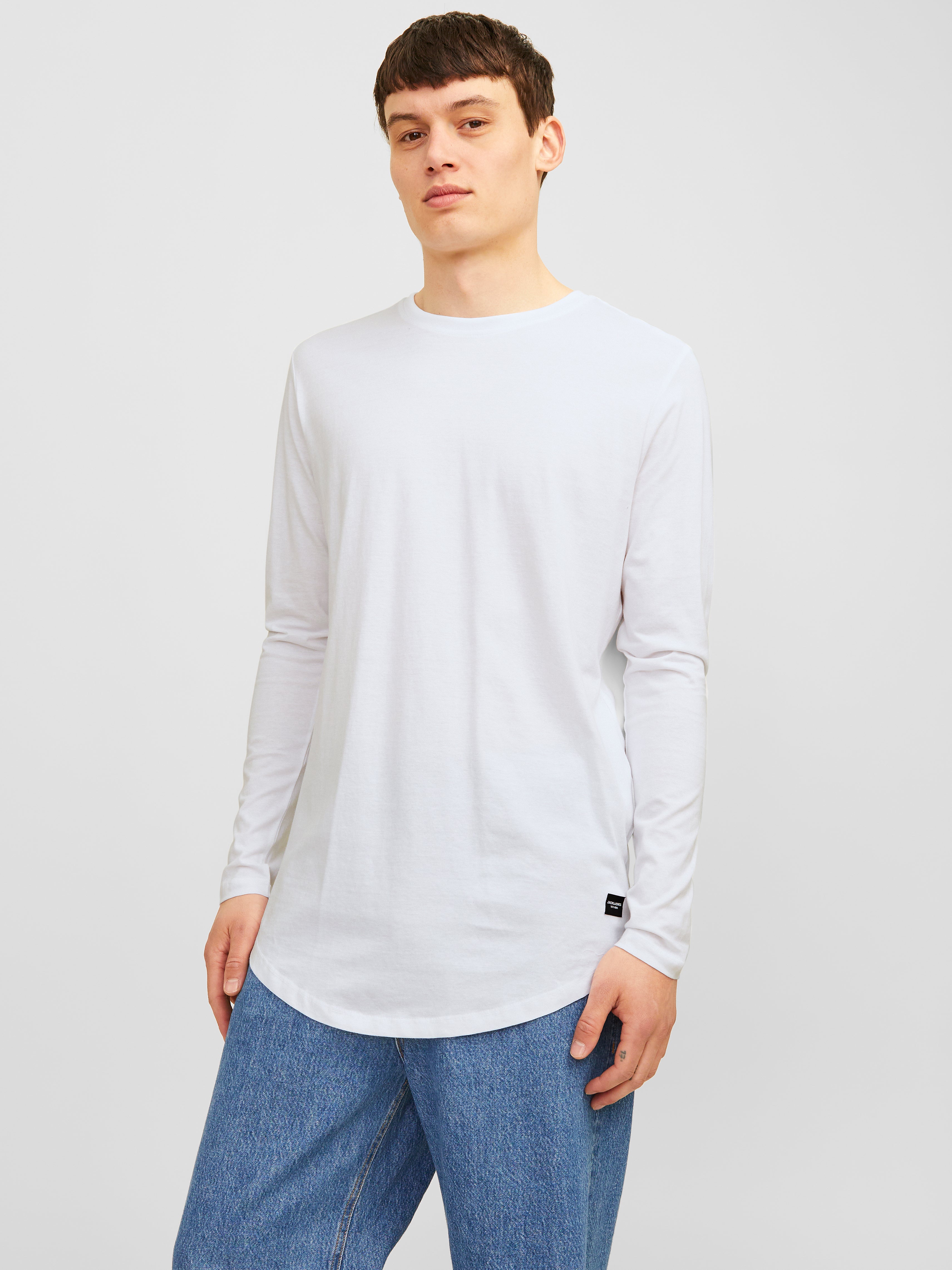 T shirt Col rond Coupe longue White Jack Jones