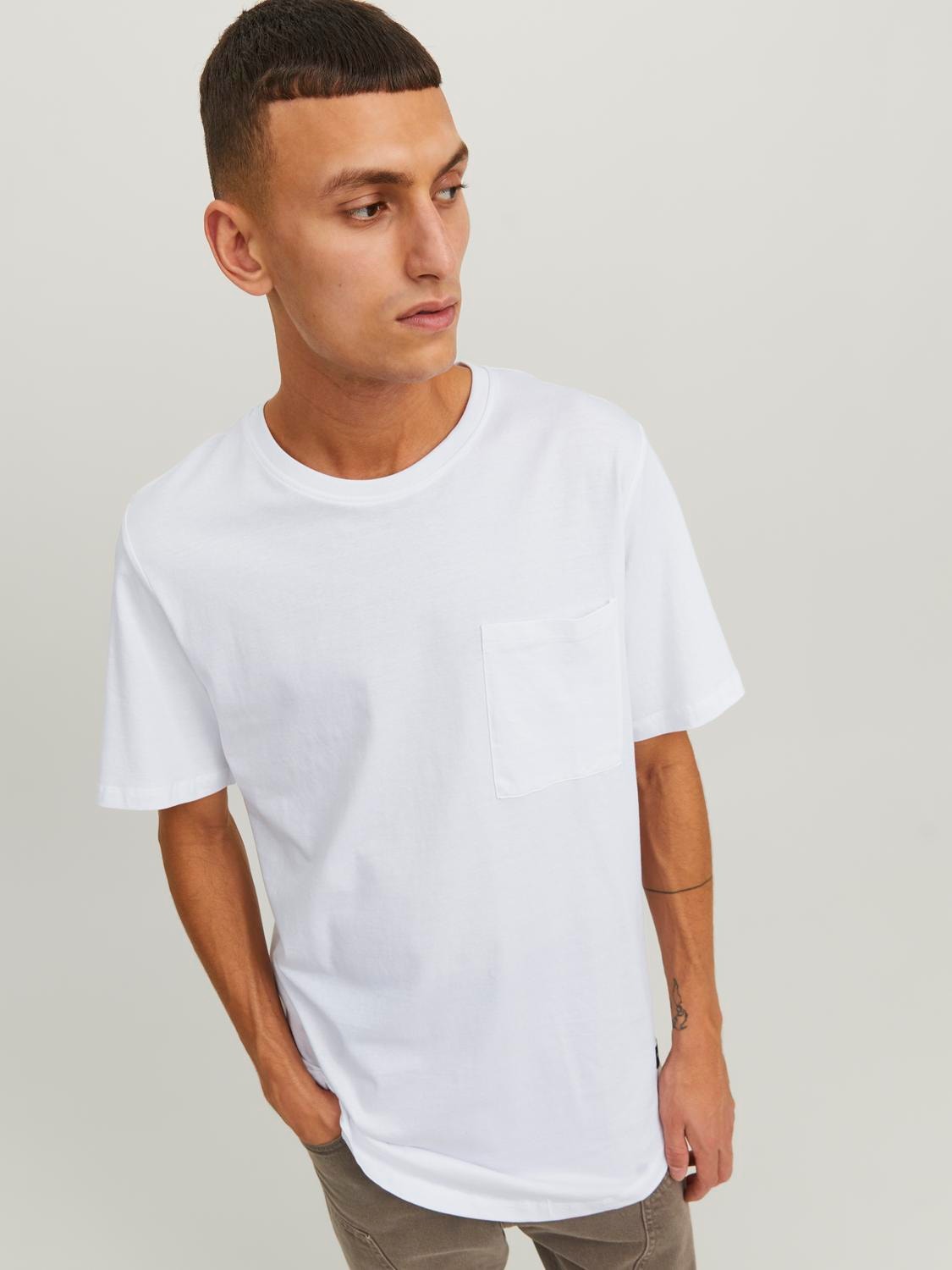 Jack & Jones Long Line Fit O-Neck Noa T-Shirt -White - 12210945