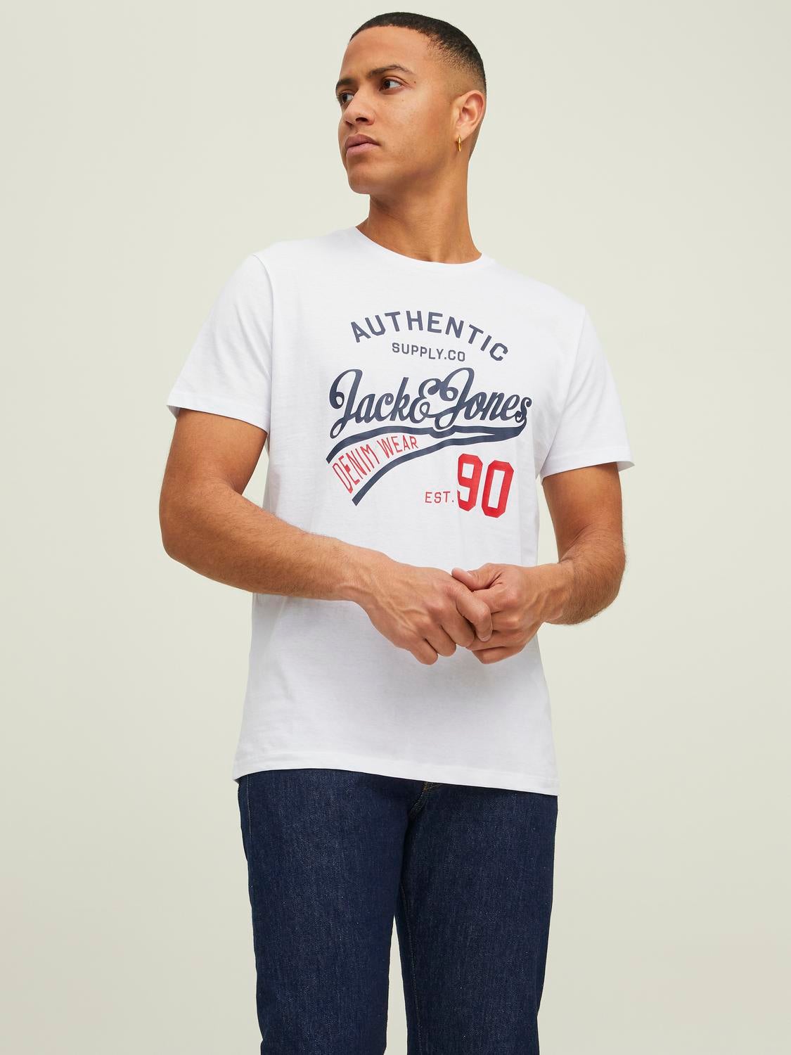 T-shirt Coupe régulière Col rond Manches montées | Jack & Jones