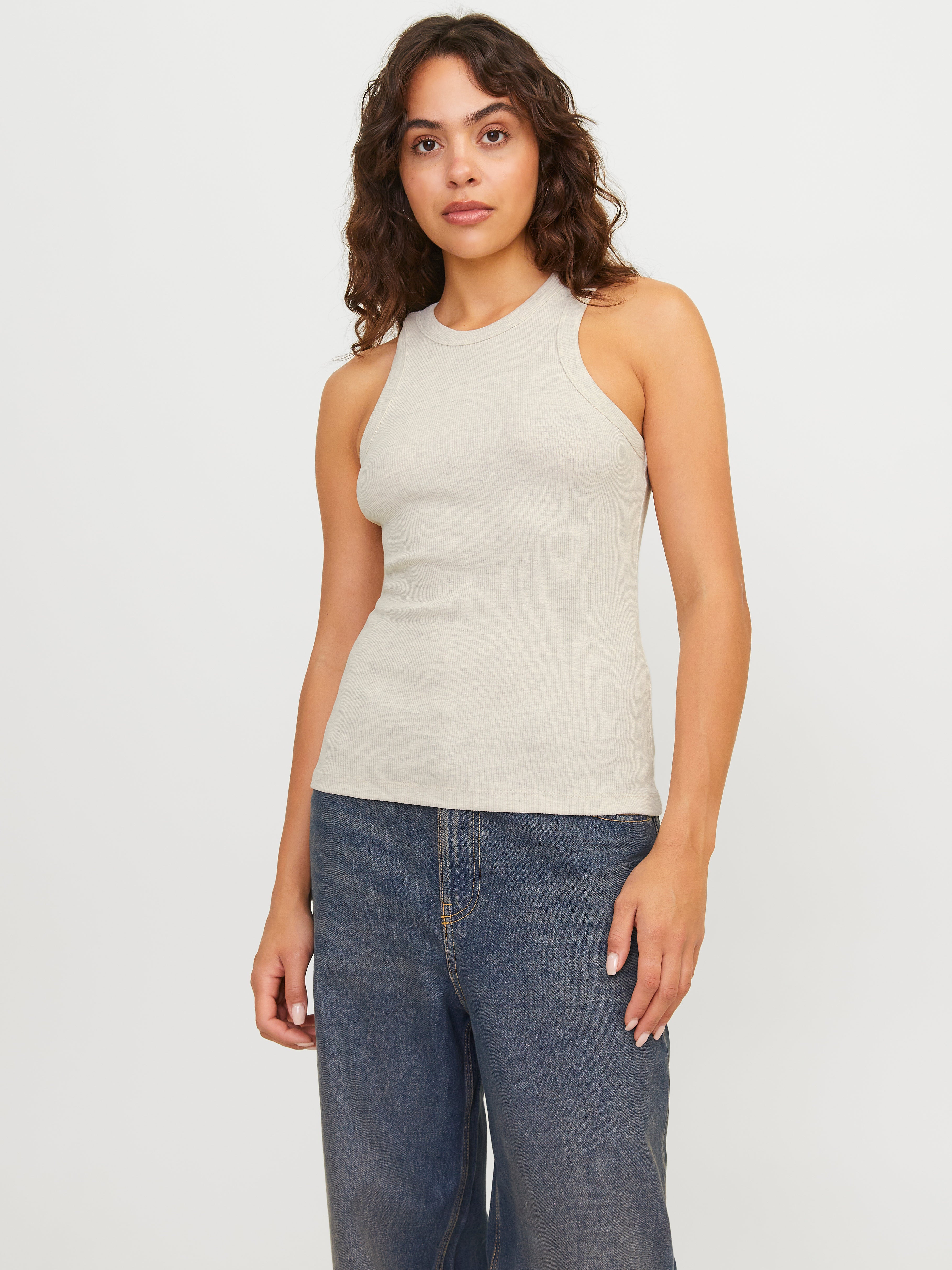 Ribbed Tank Top | Light Grey | Jack & Jones®