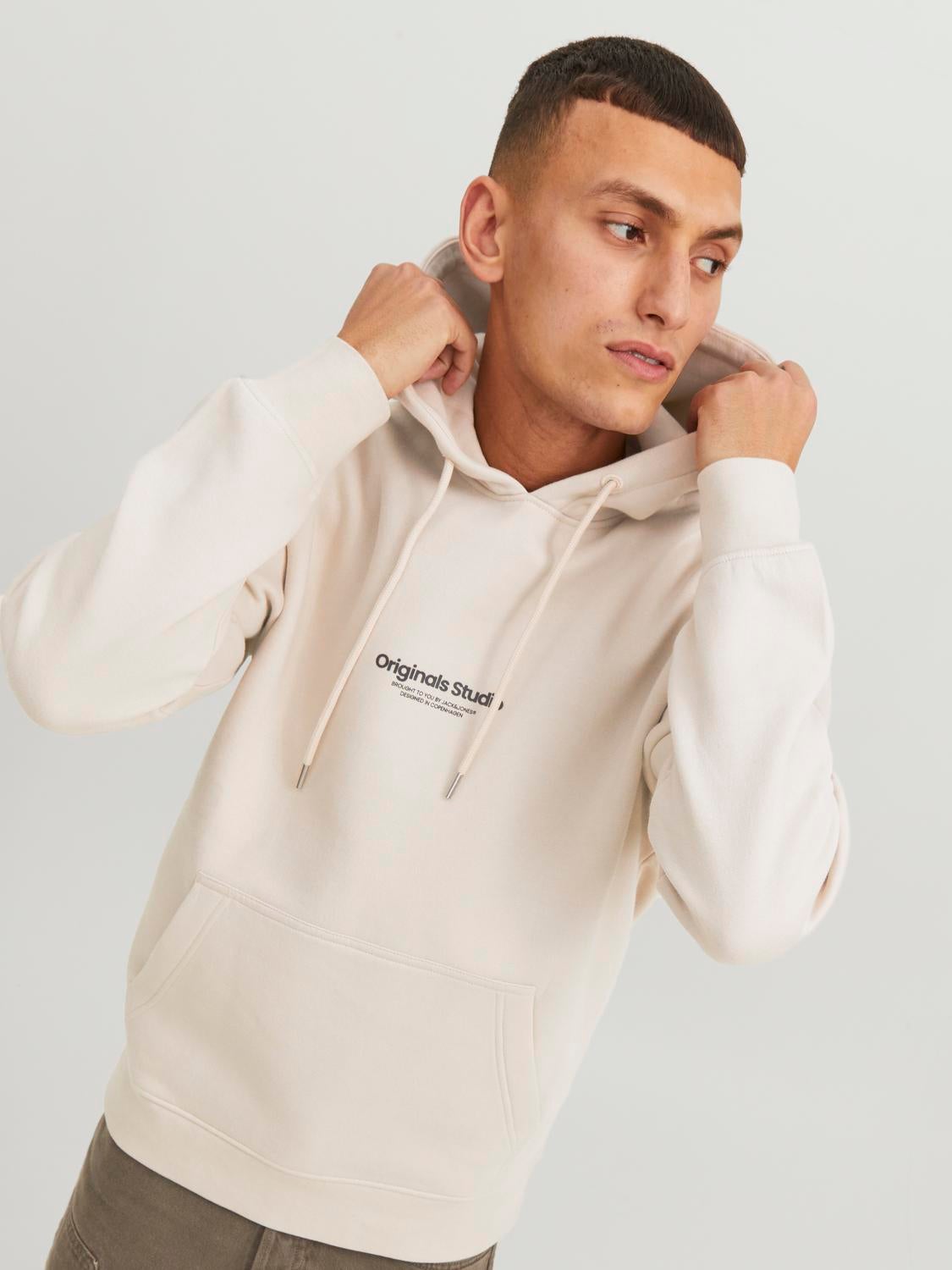 Relaxed Fit Hoodie Beige Jack Jones