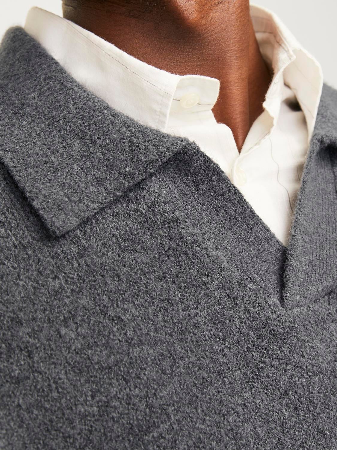 ASCLO」Charcoal Grey Angora Polo Knit F