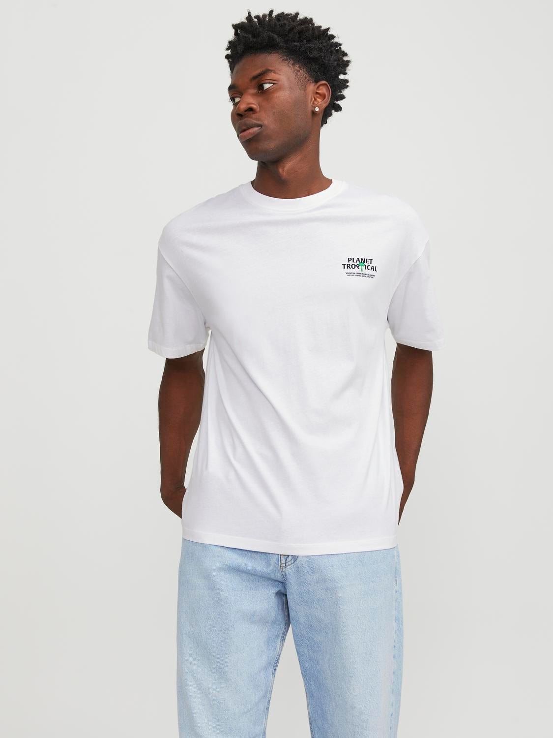 Jack & Jones T-shirt Col rond Coupe ample -Bright White - 12247753