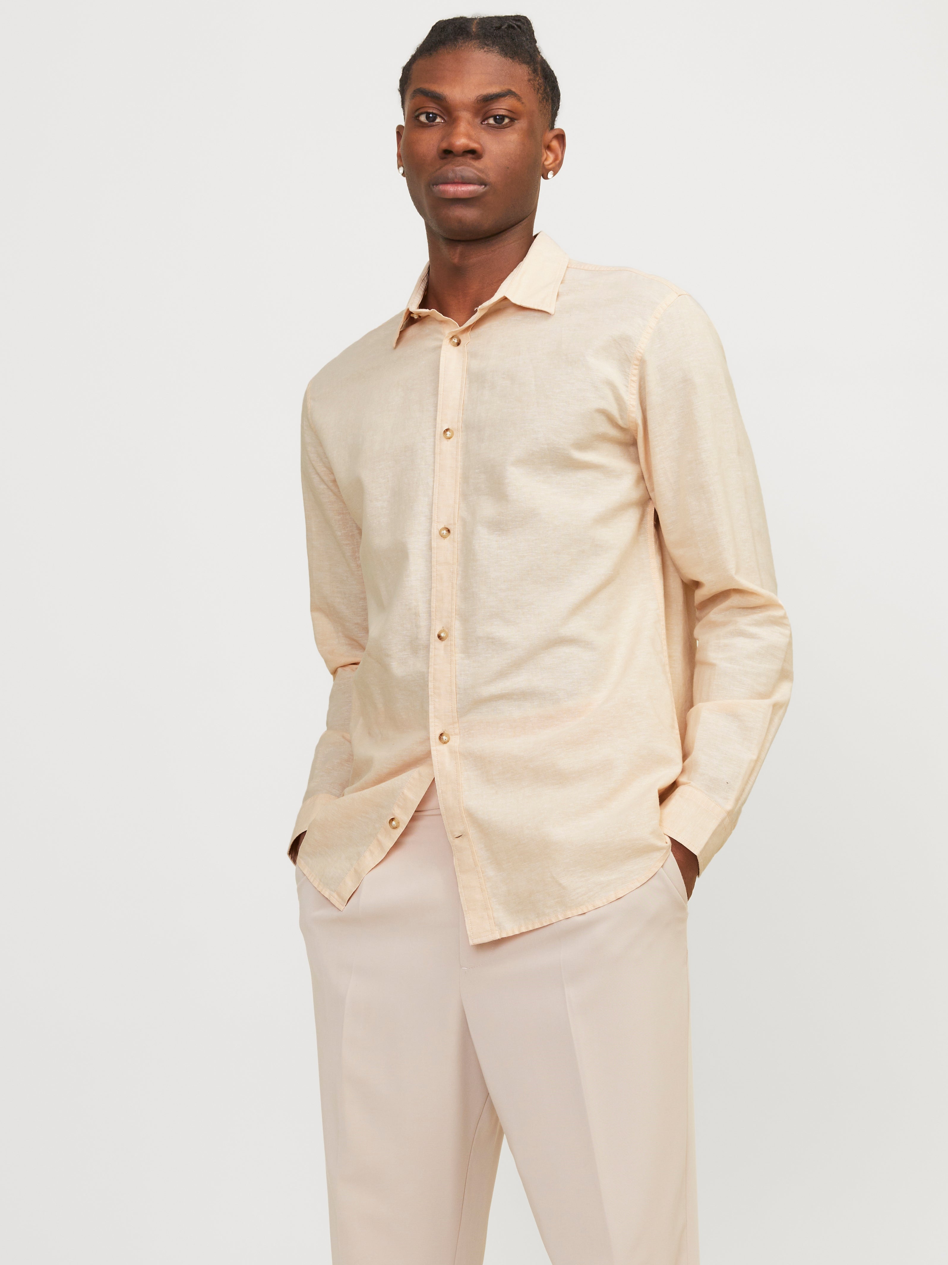 Comfort Fit Long Sleeve Linen Shirt | Jack & Jones