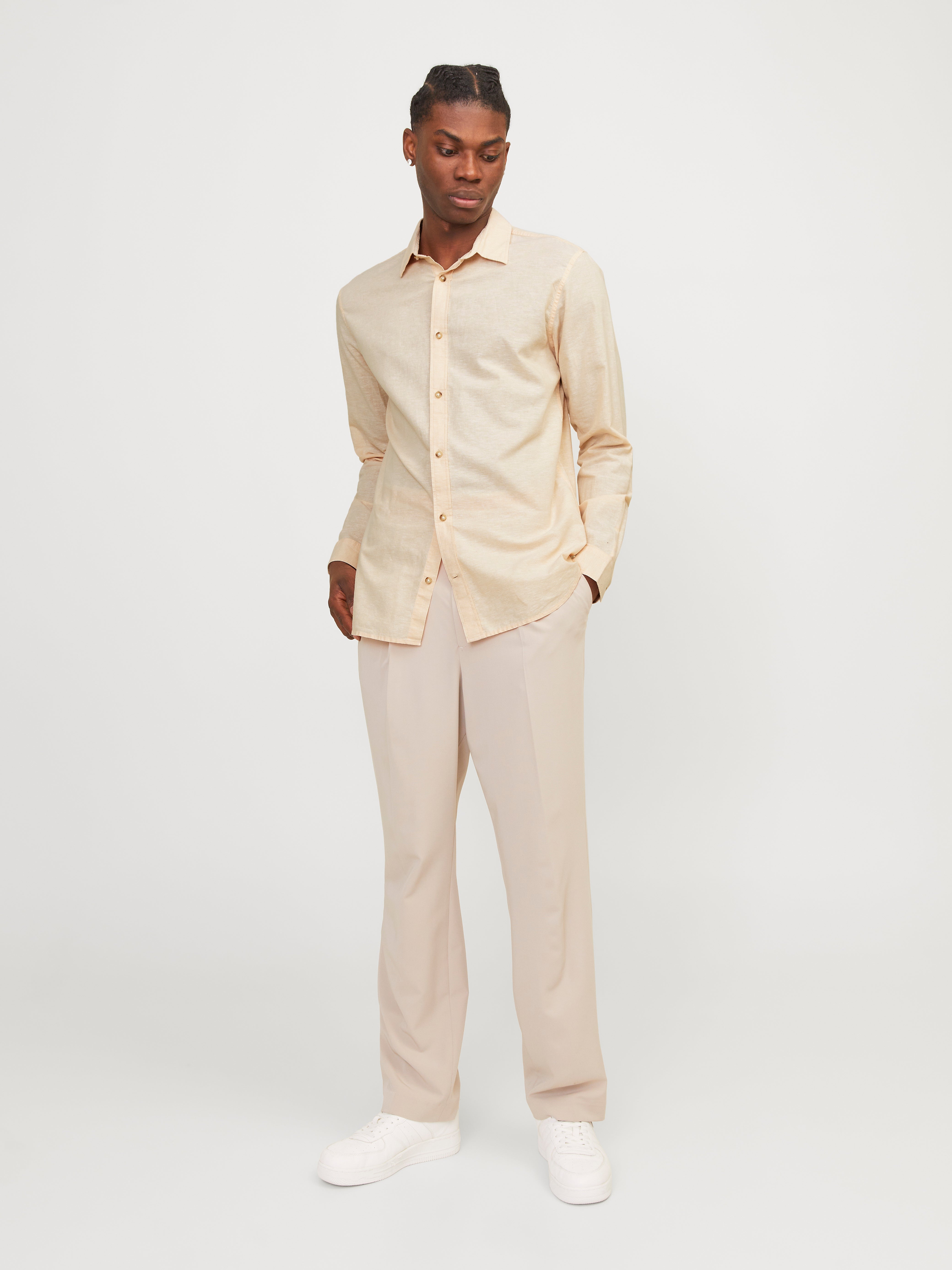 Comfort Fit Long Sleeve Linen Shirt | Jack & Jones