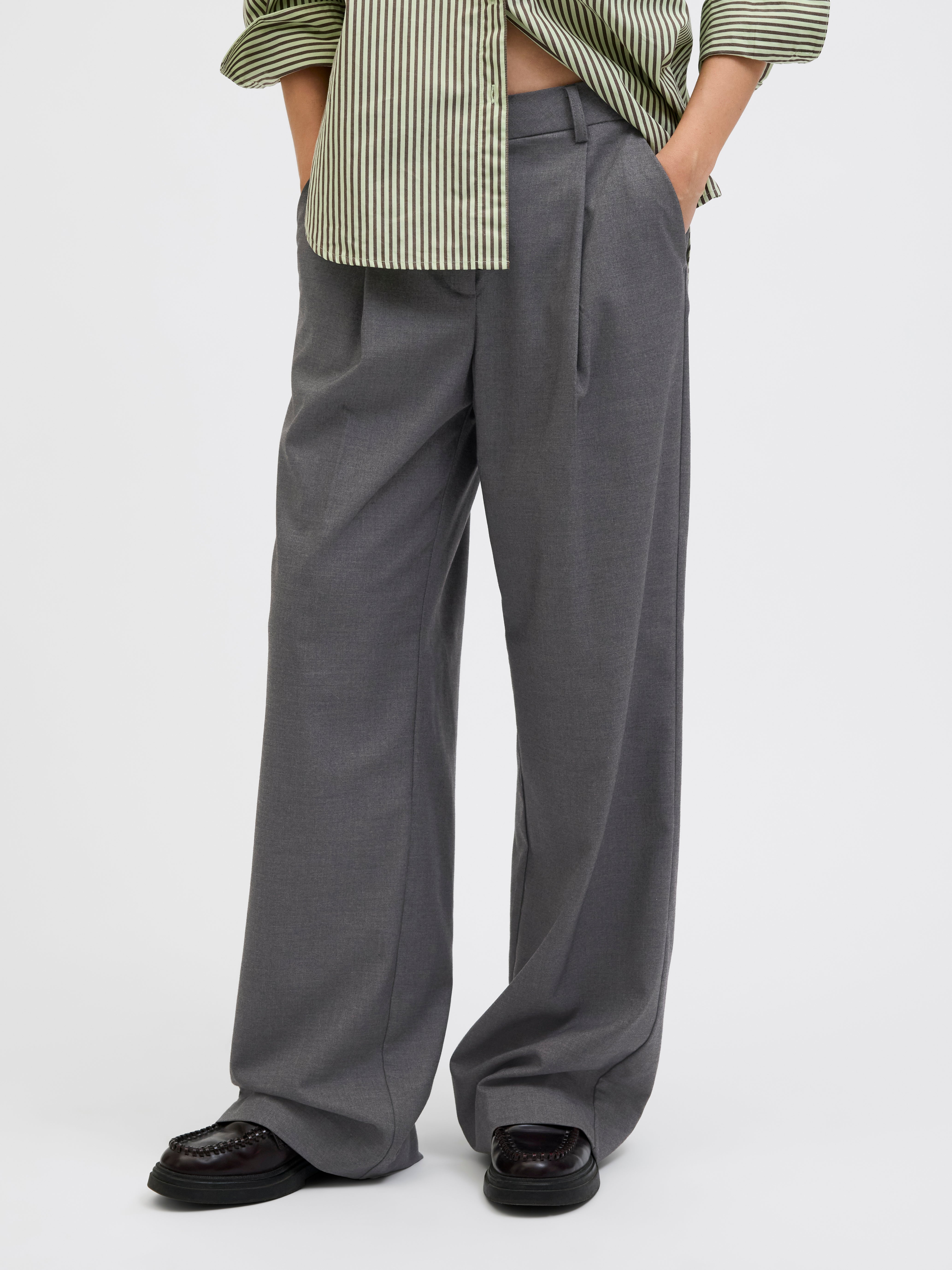 Jjxx - Wide Leg Fit Pants - Female - Grey - XL