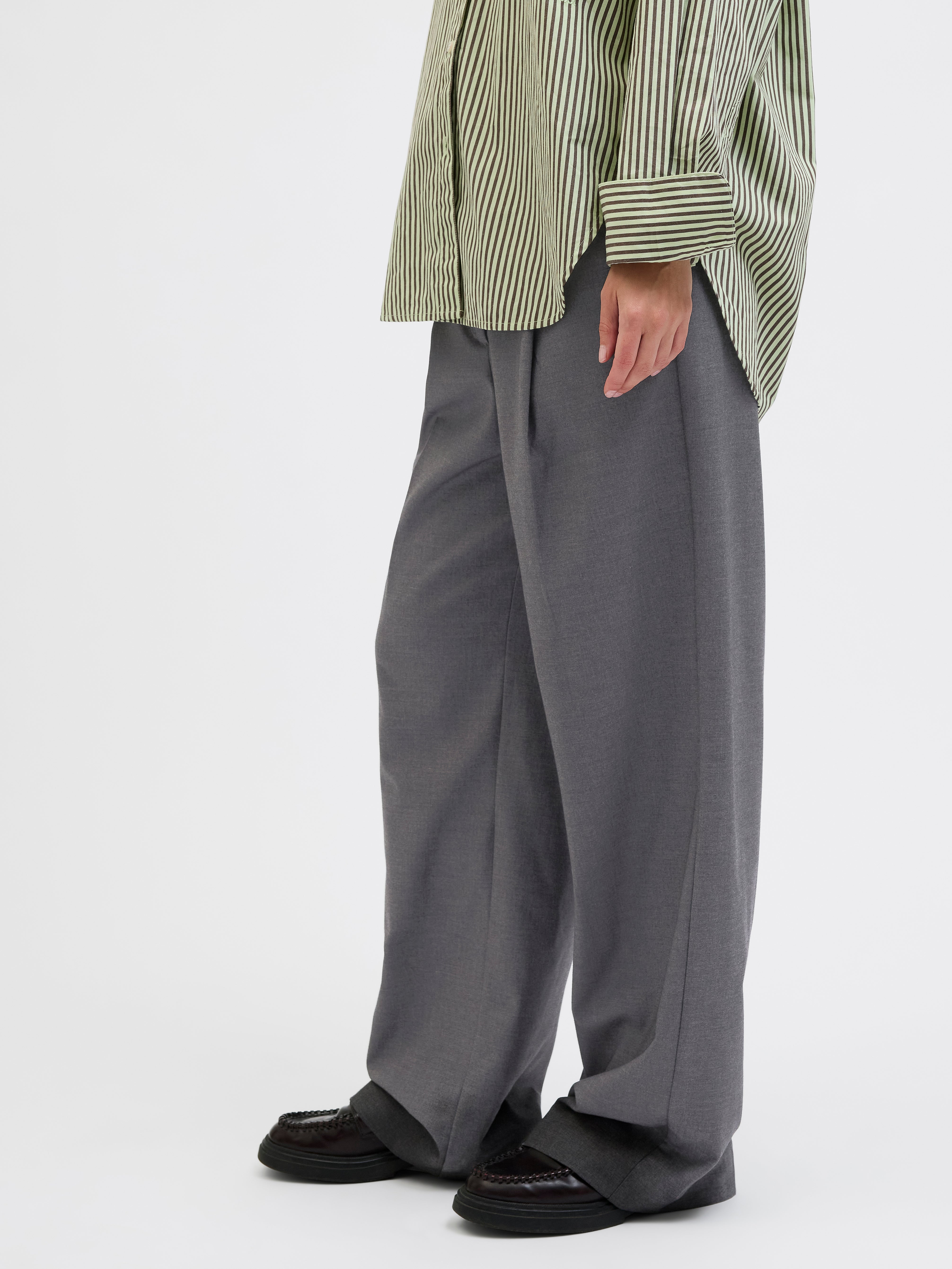 パンツ 90s Vintage wide check slacks wool gray Gray Wool Wide Leg