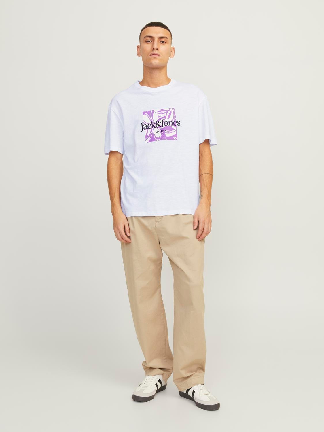 Jack & Jones Relaxed Fit Crew neck T-Shirt -Bright White - 12250436
