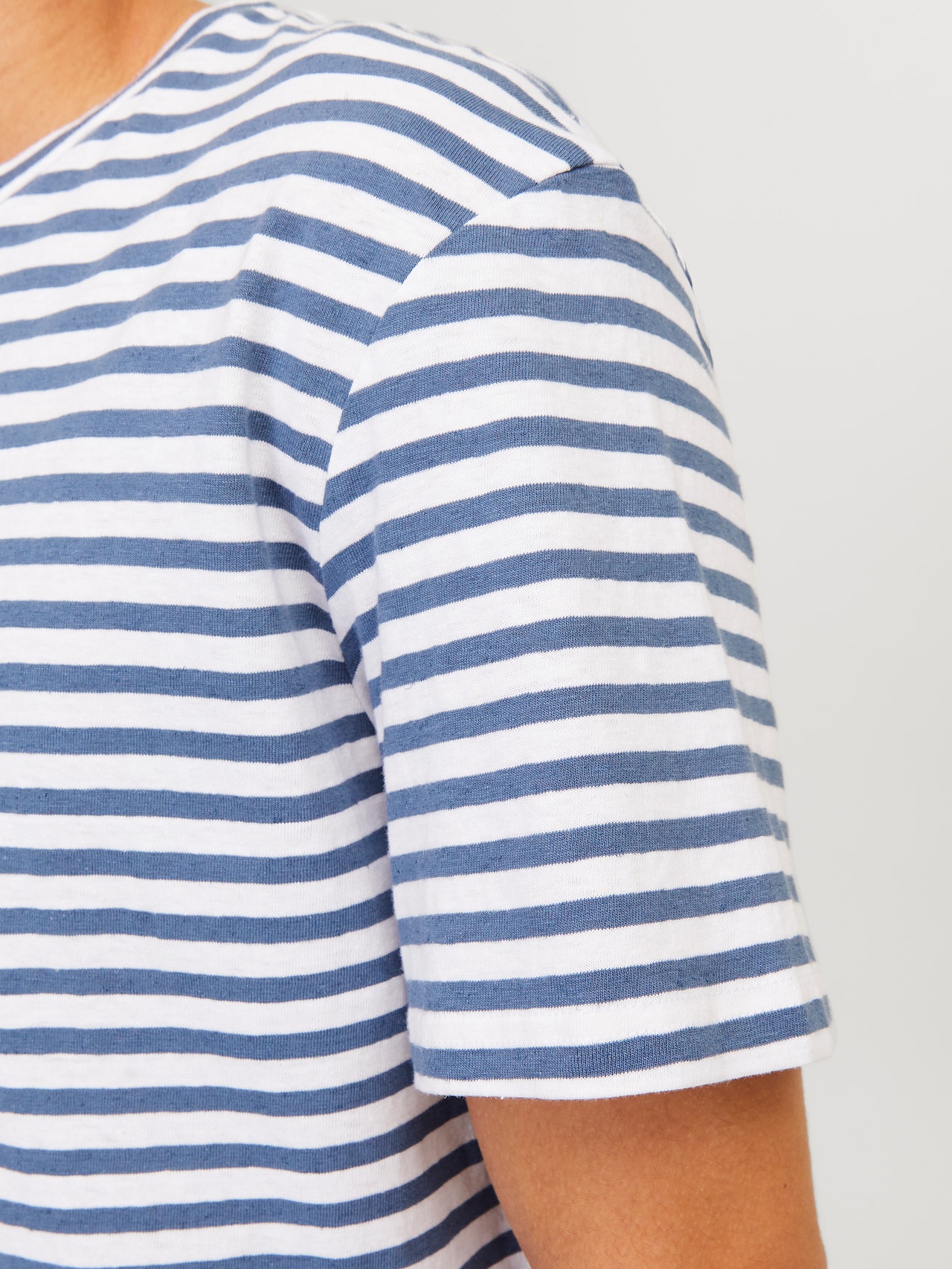 Jack & Jones Relaxed Fit Round Neck Linen T-Shirt -Blue Horizon - 12252797
