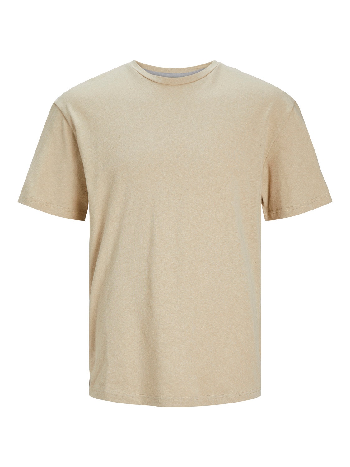 Jack & Jones Relaxed Fit Round Neck Linen T-Shirt -Fields Of Rye - 12252797