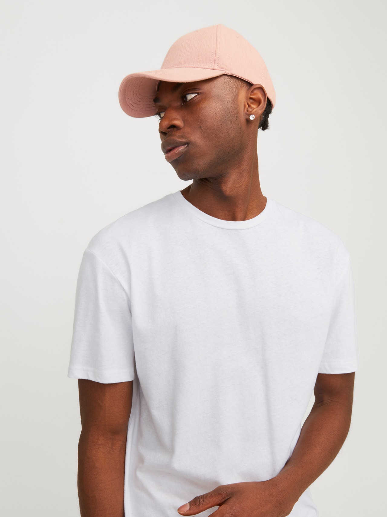 Jack & Jones Relaxed Fit Round Neck Linen T-Shirt -Bright White - 12252797