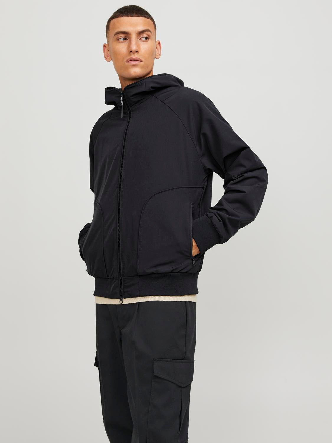 Regular Fit Adjustable hood Bomber jacket