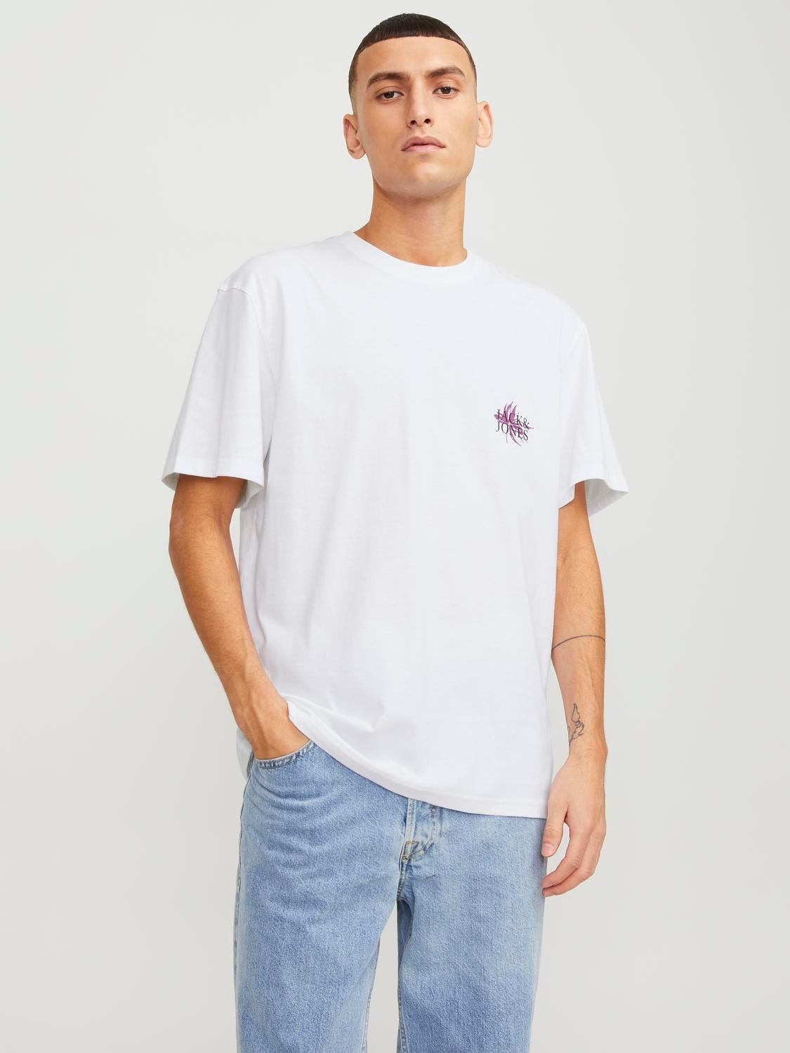 Jack & Jones Relaxed Fit Crew neck T-Shirt -Bright White - 12253602