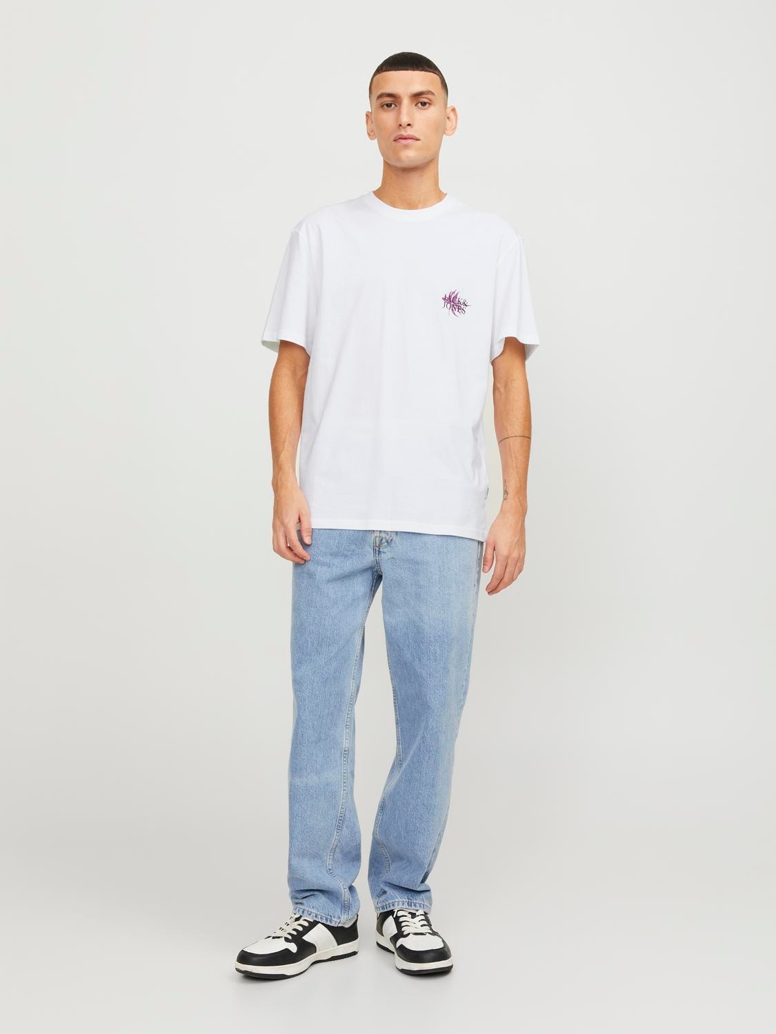 Jack & Jones Relaxed Fit Crew neck T-Shirt -Bright White - 12253602
