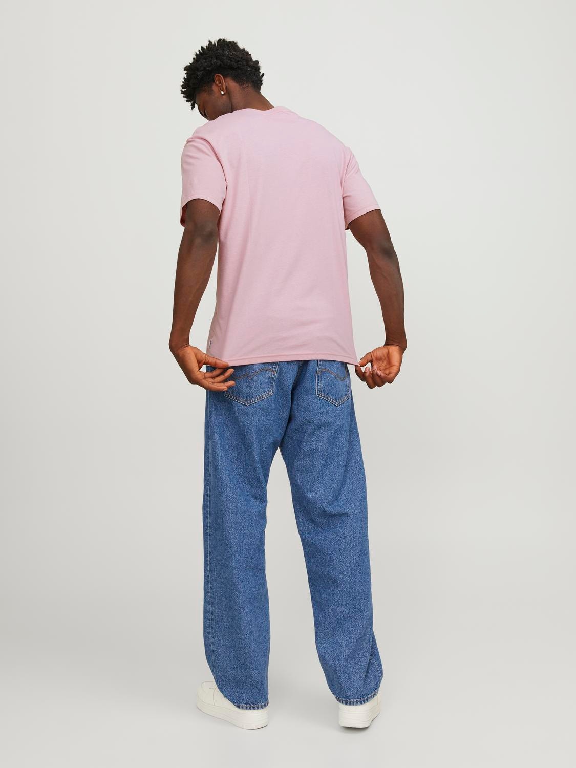 Jack & Jones Relaxed Fit Round Neck T-Shirt -Pink Nectar - 12253613