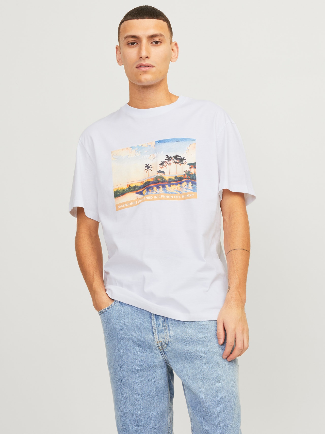 Jack & Jones Relaxed Fit Crew neck T-Shirt -Bright White - 12253679