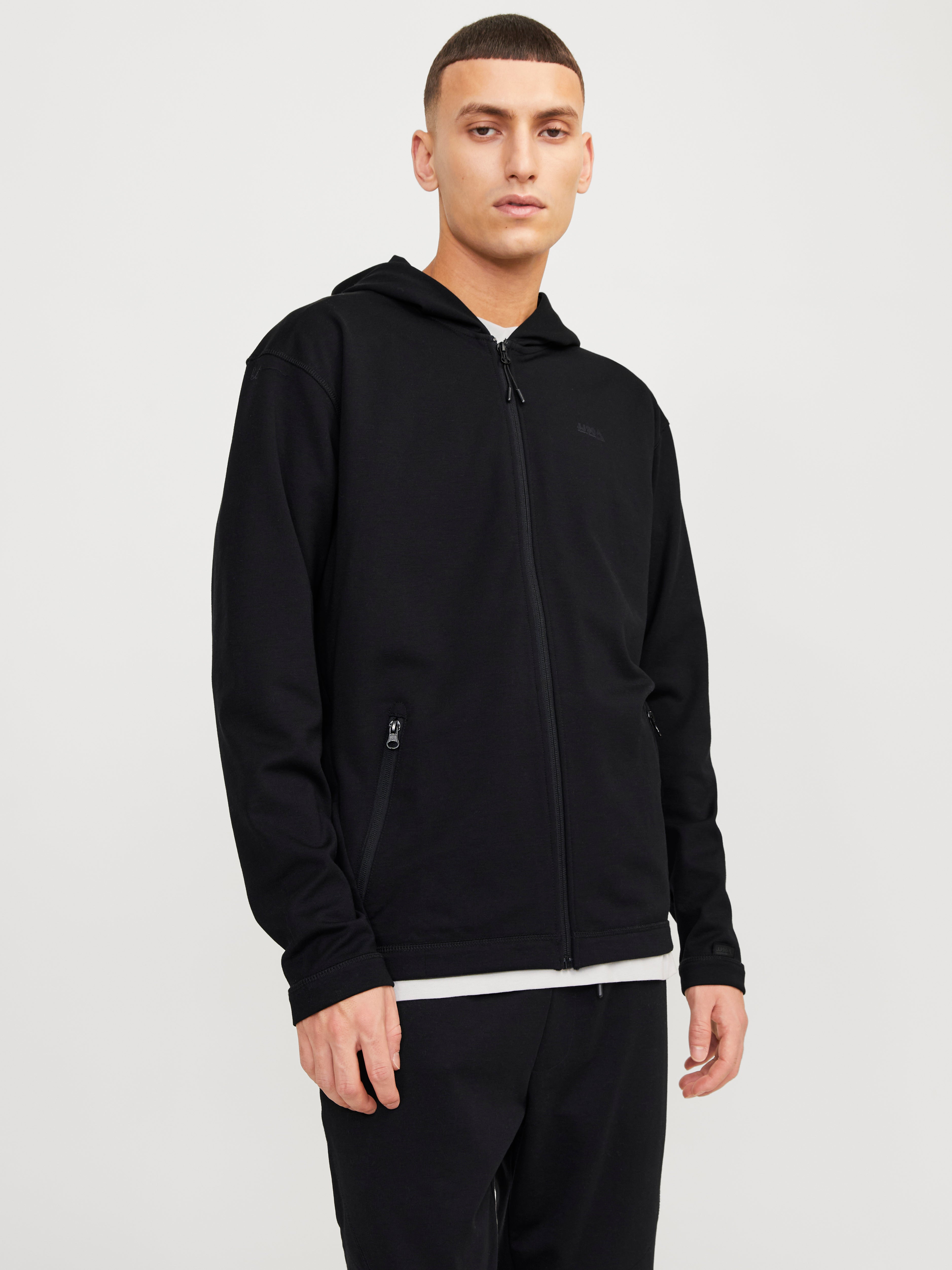 Jack & Jones JCOOPUS ZIP HOOD - Sweat Zippé - Black/noir
