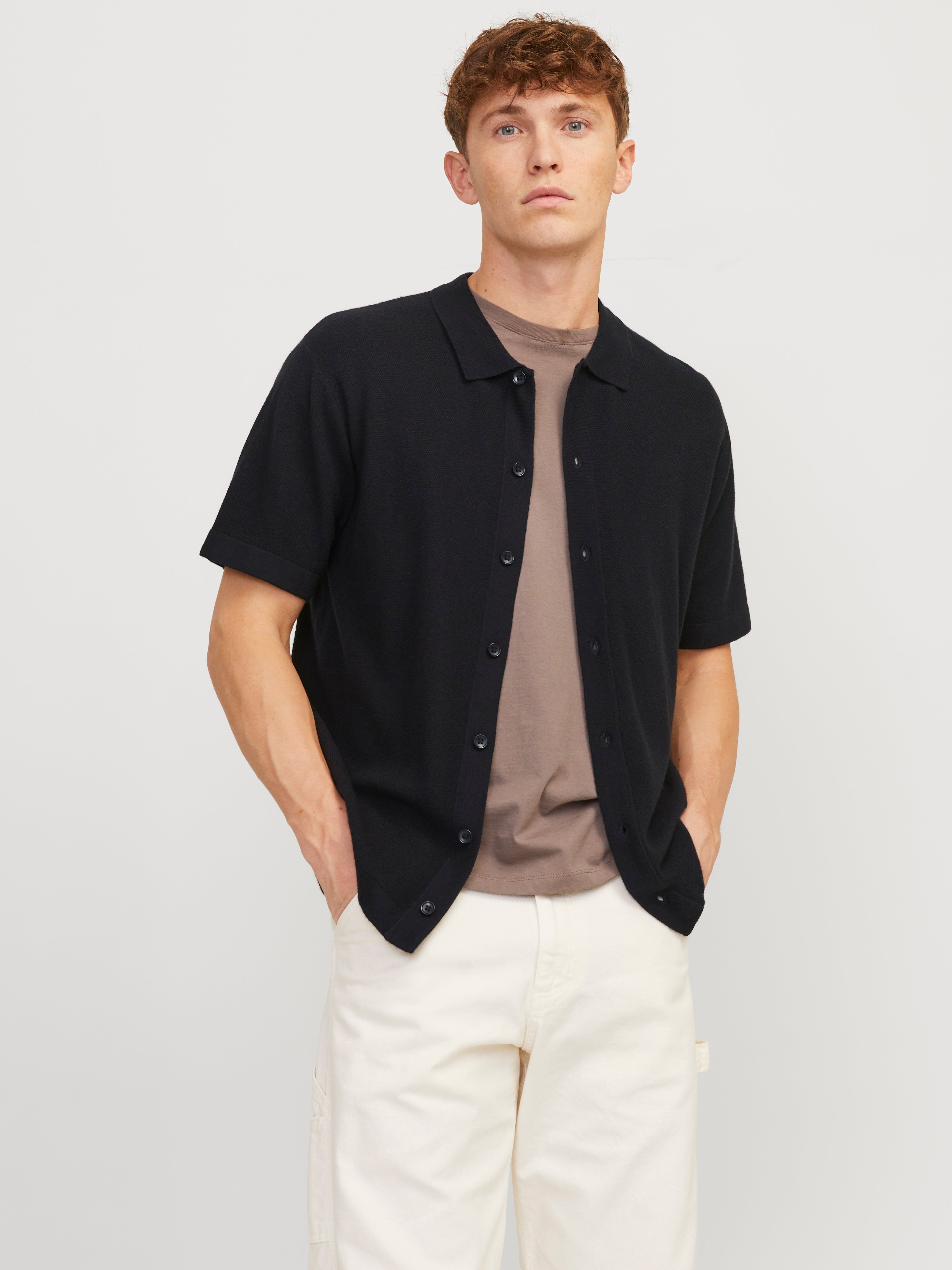 Cardigan Homme Jack & Jones JPRCCMILANO Spring Knit - Tricot Léger, Col Polo, Coupe Relaxée
