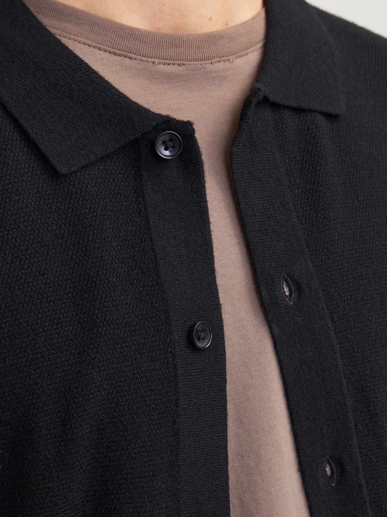 Jack & Jones Wide Fit Flat collar Knit Cardigan -Black - 12253827