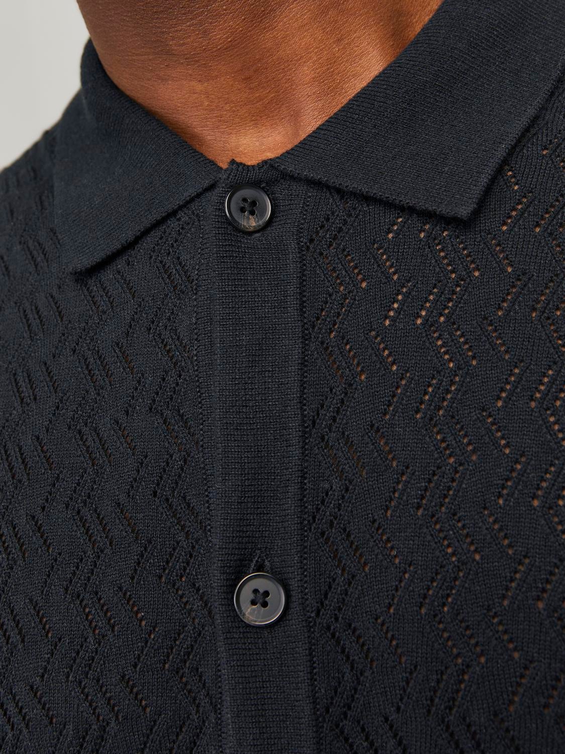 Jack & Jones Regular Fit Flat collar Knit Cardigan -Black - 12255011