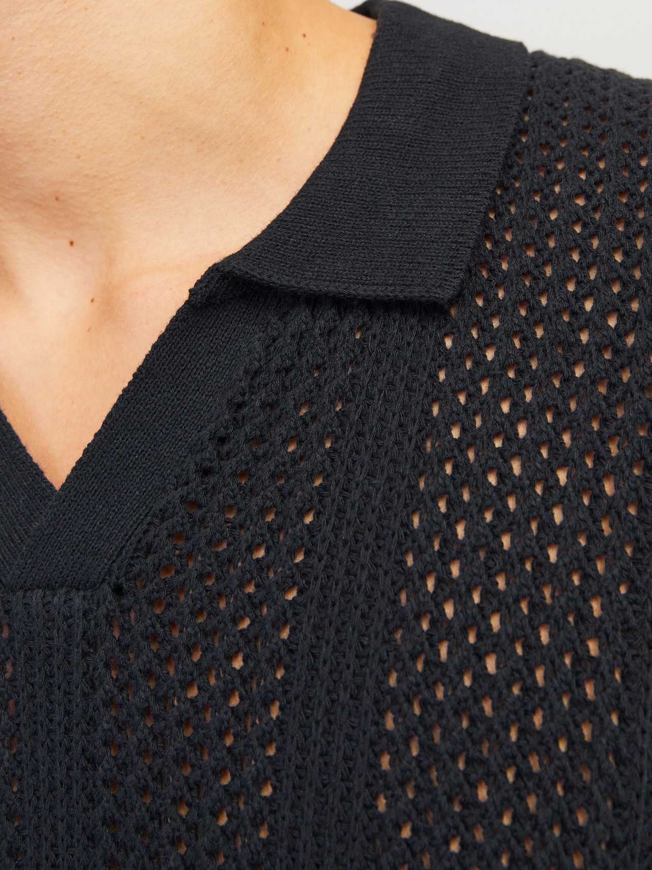 Jack & Jones Regular Fit Split neck Sweater -Black - 12255014