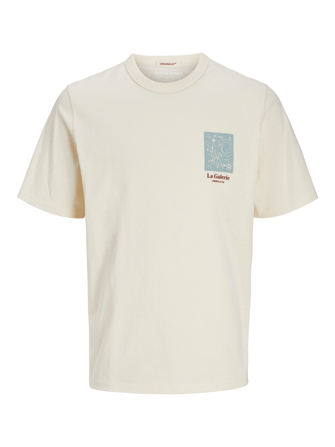 Jack & Jones Wide Fit Round Neck T-Shirt -Buttercream - 12256376