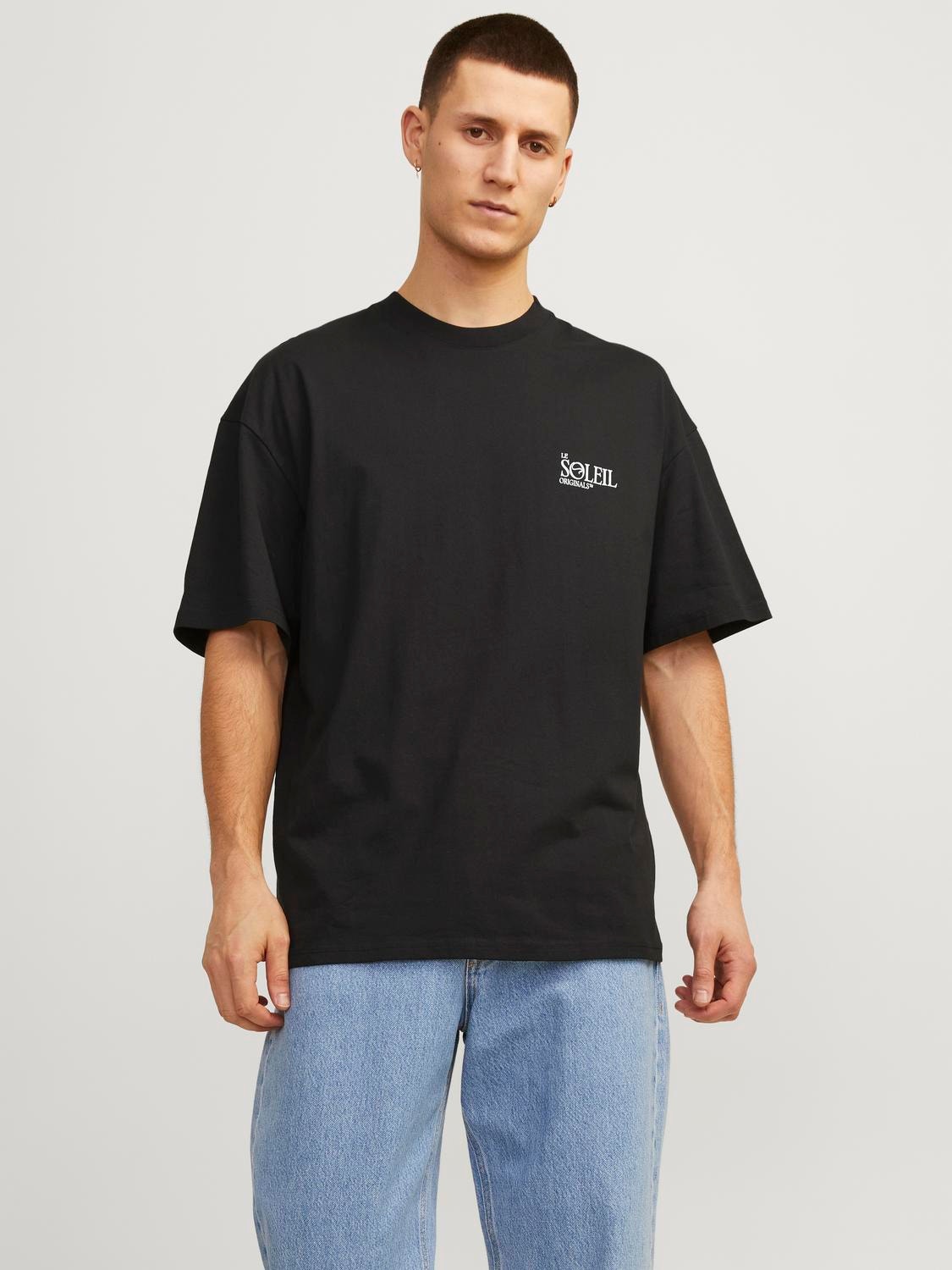 Jack & Jones Wide Fit Crew neck T-Shirt -Black - 12256385