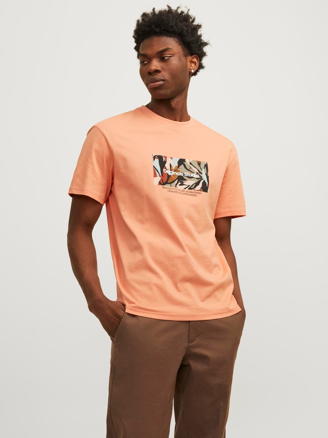 Jack & Jones Relaxed Fit Crew neck T-Shirt -Canyon Sunset - 12256717
