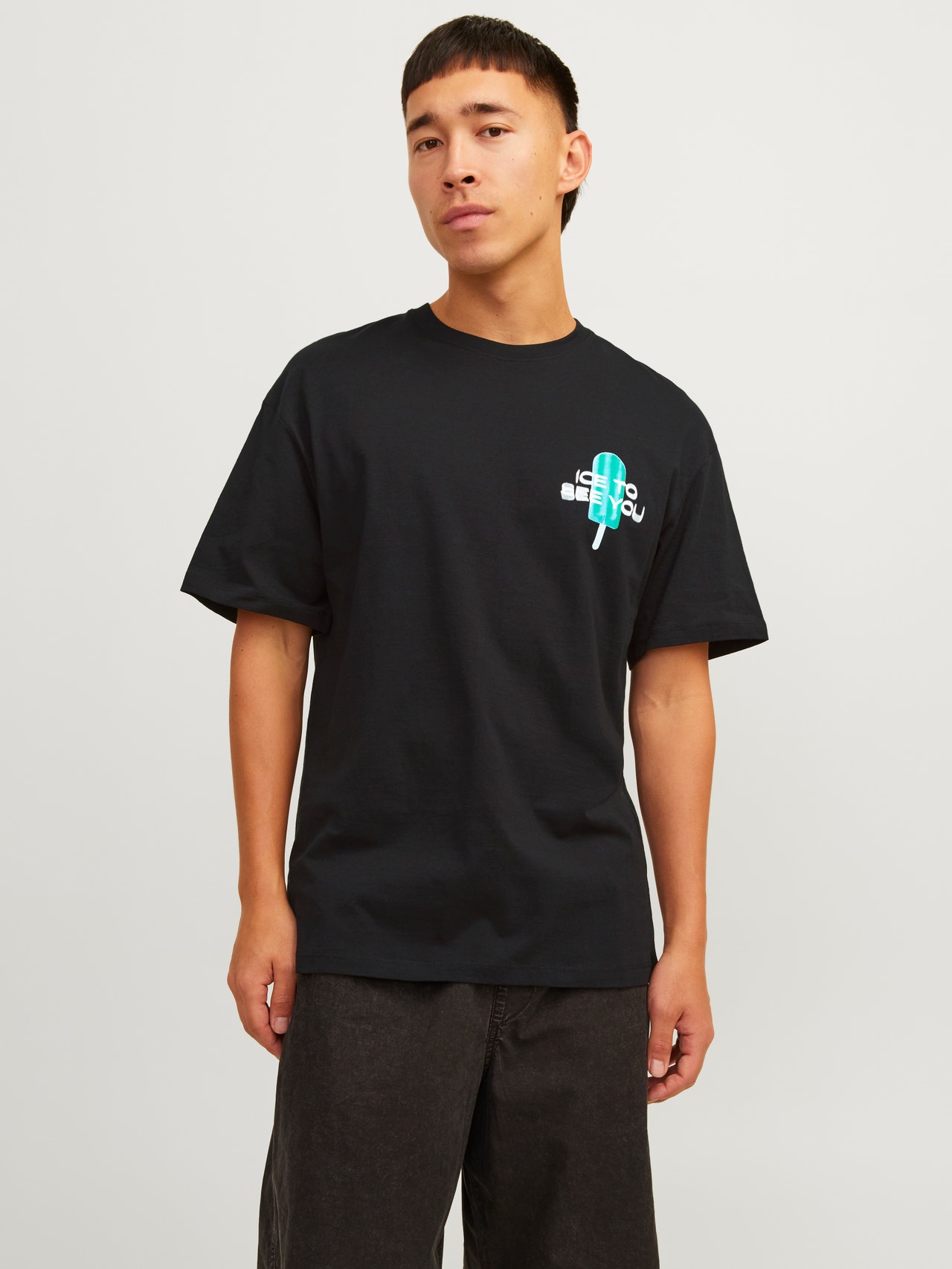 Jack & Jones Wide Fit Crew neck T-Shirt -Black - 12256926