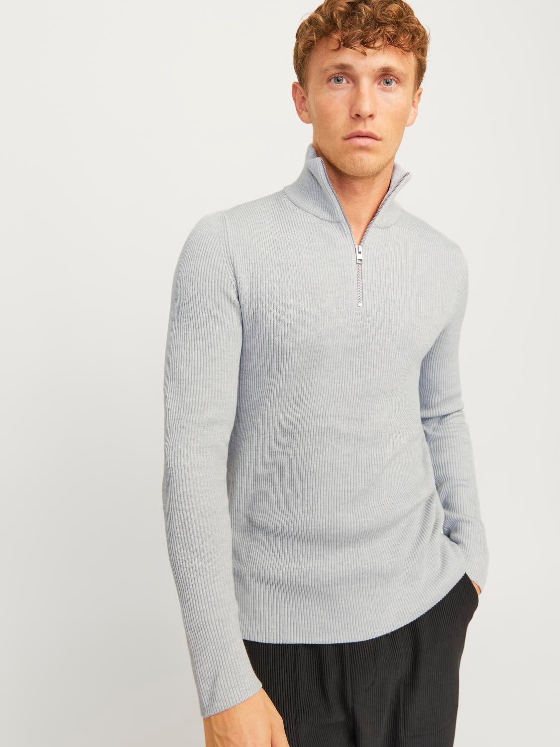 High neck grey sweater best sale