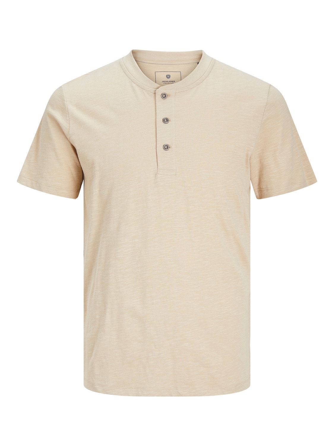 Jack & Jones Slim Fit Grandad T-Shirt -Sand - 12257965