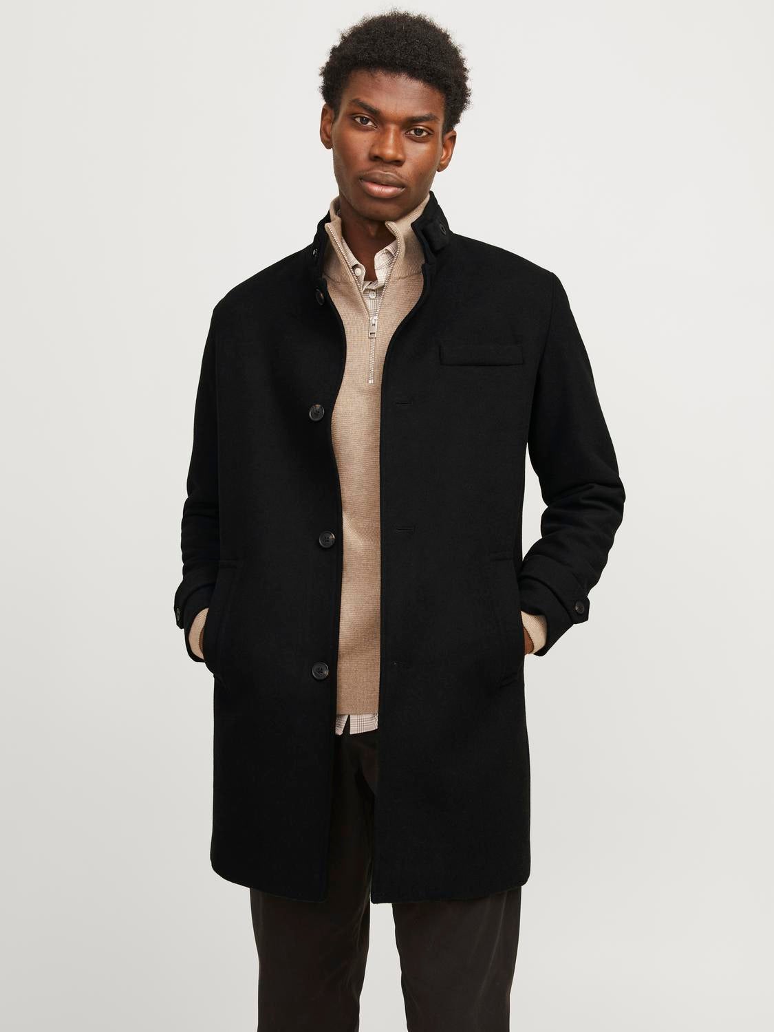 High neck coat best sale