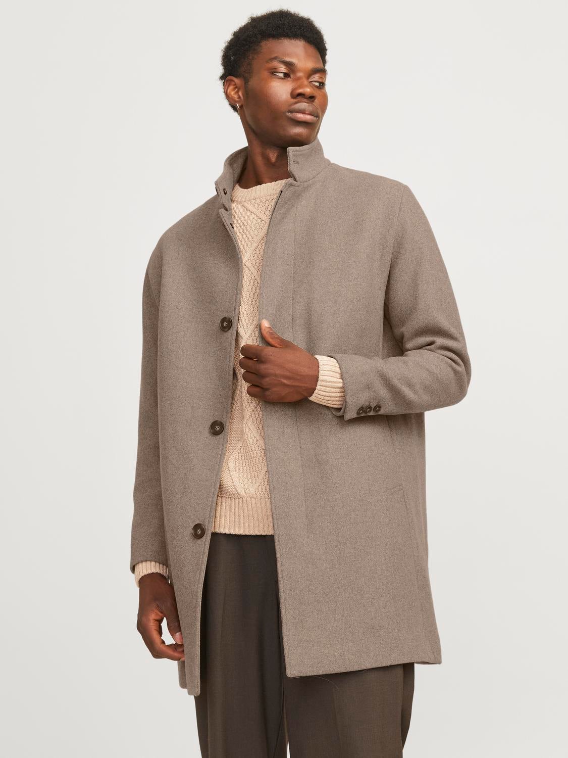 Jack jones high neck wool coat on sale