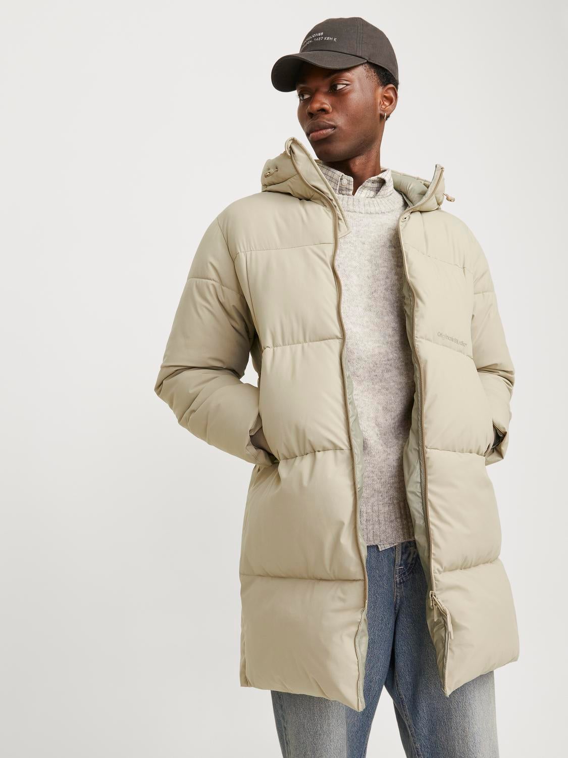 Grey puffa coats deals