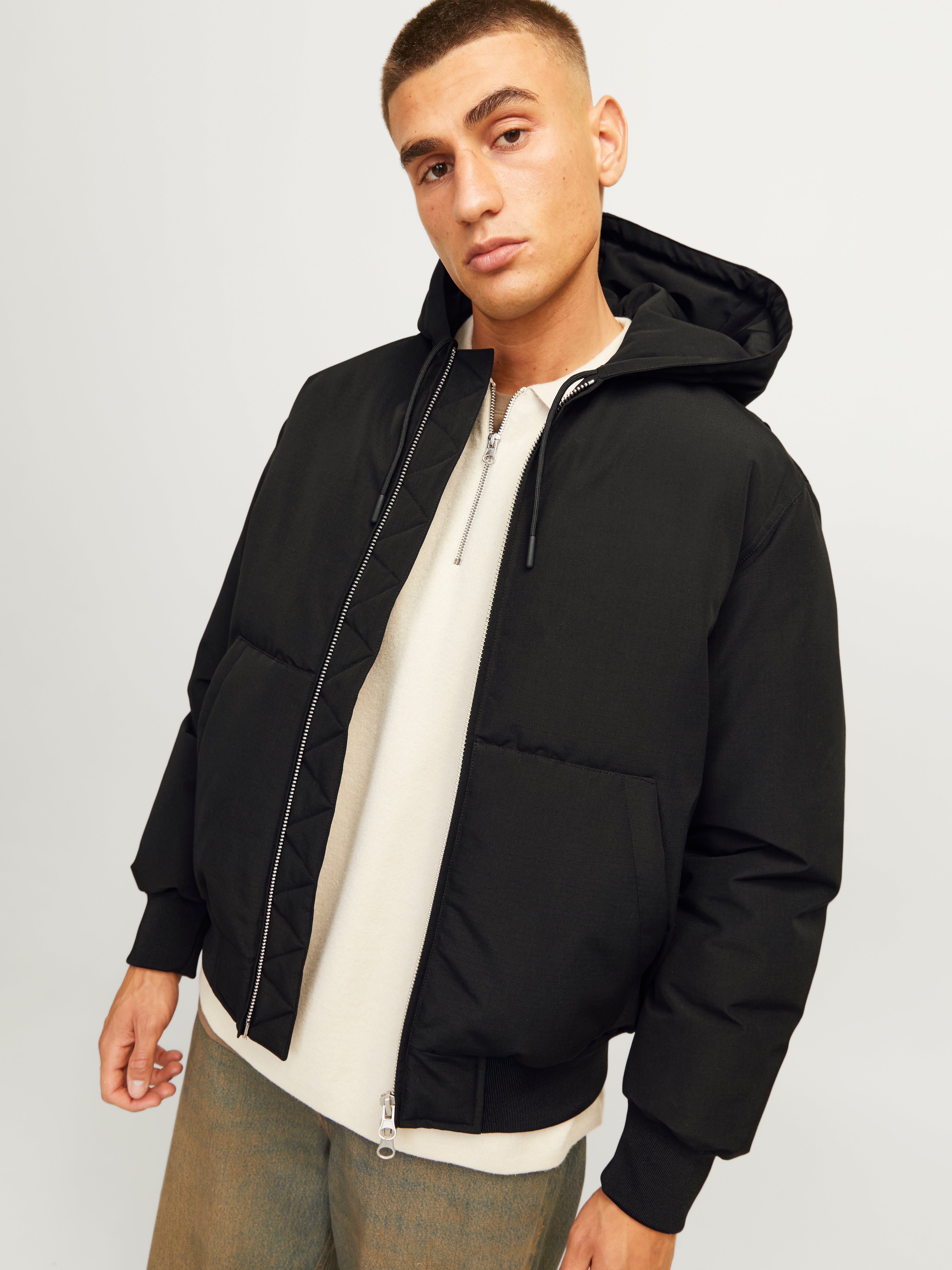 Jack & jones black bomber jacket best sale