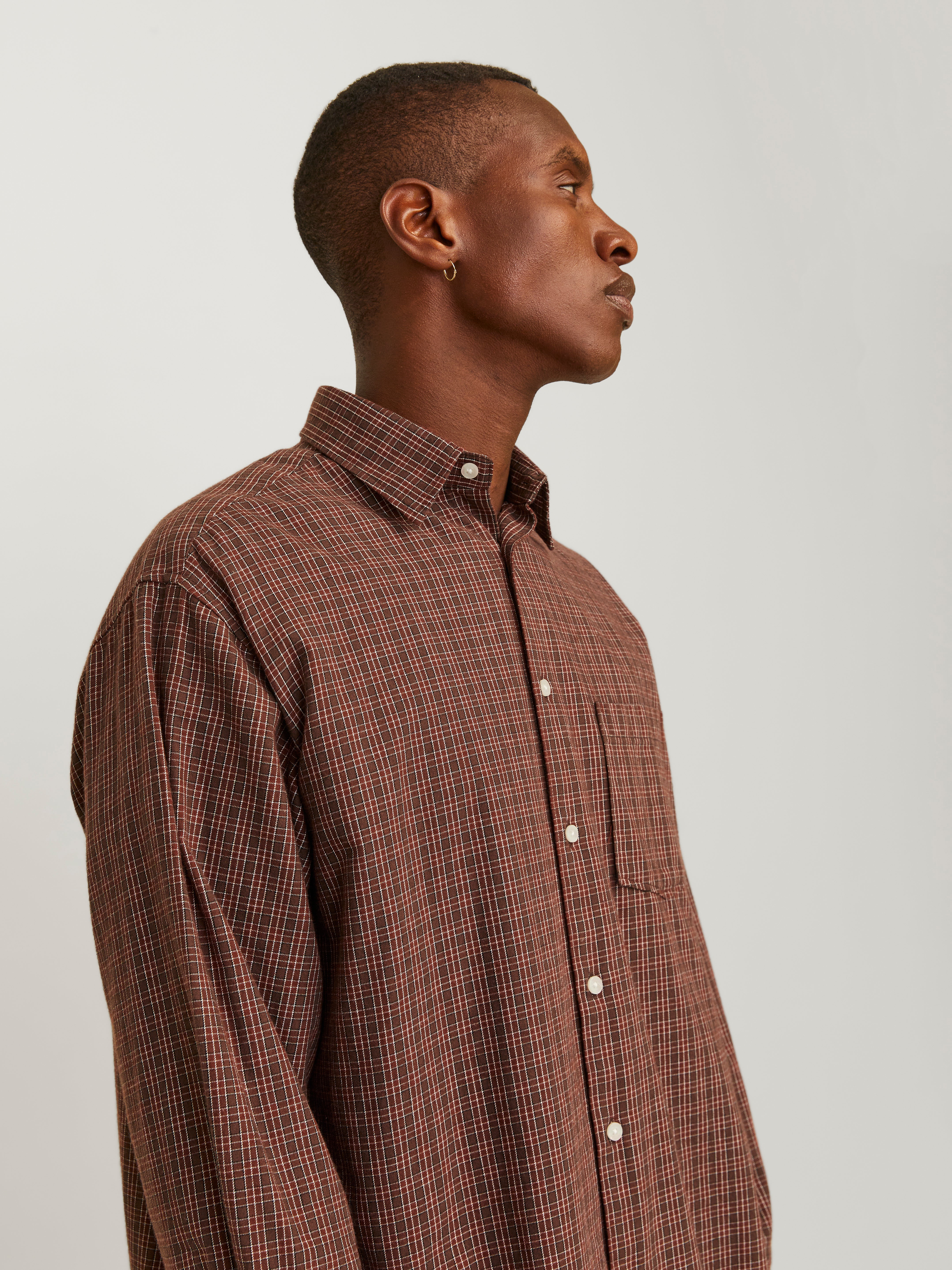 Oversize Fit Plaid Shirt | Medium Brown | Jack & Jones®