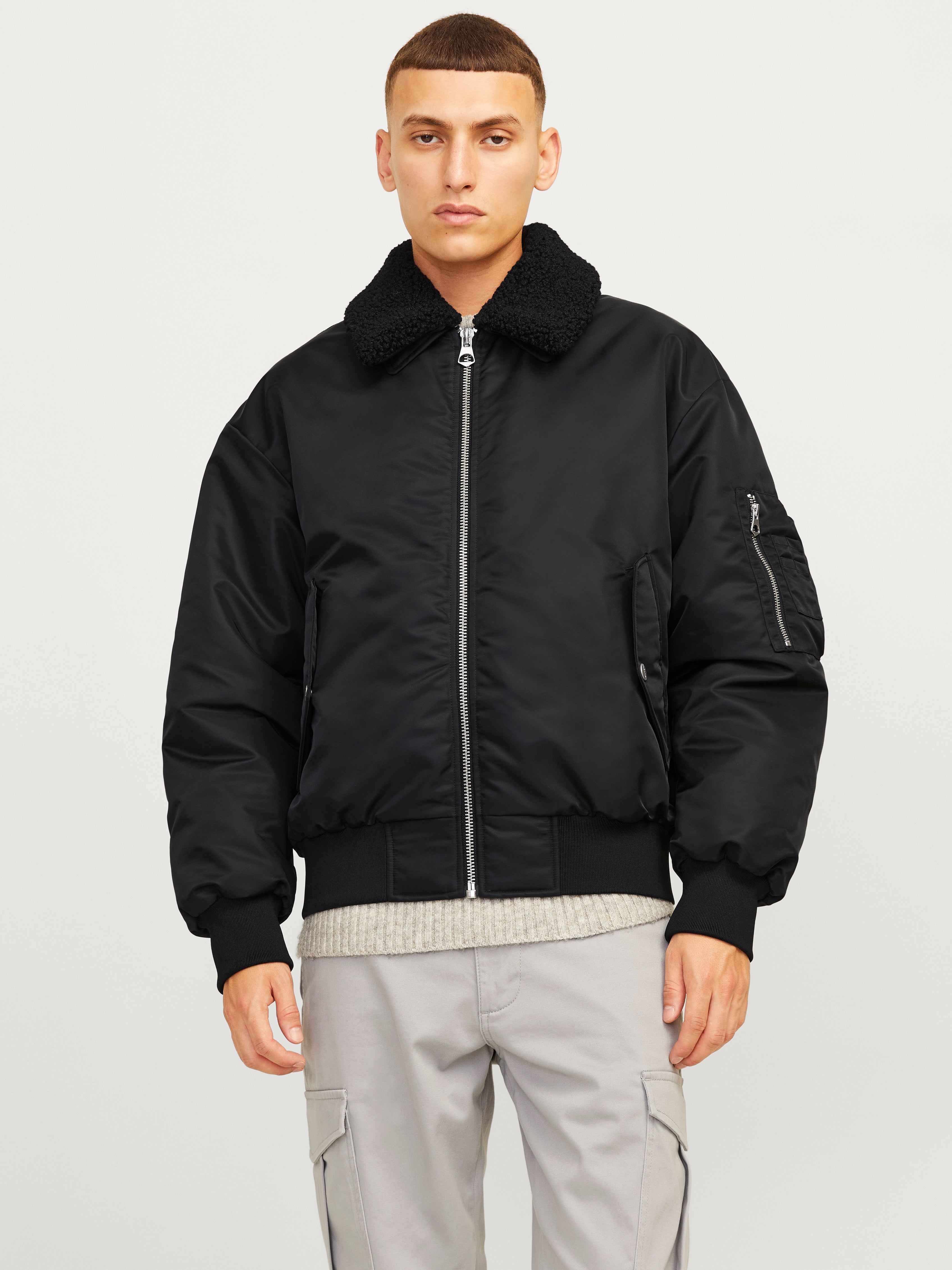 High collar bomber jacket best sale