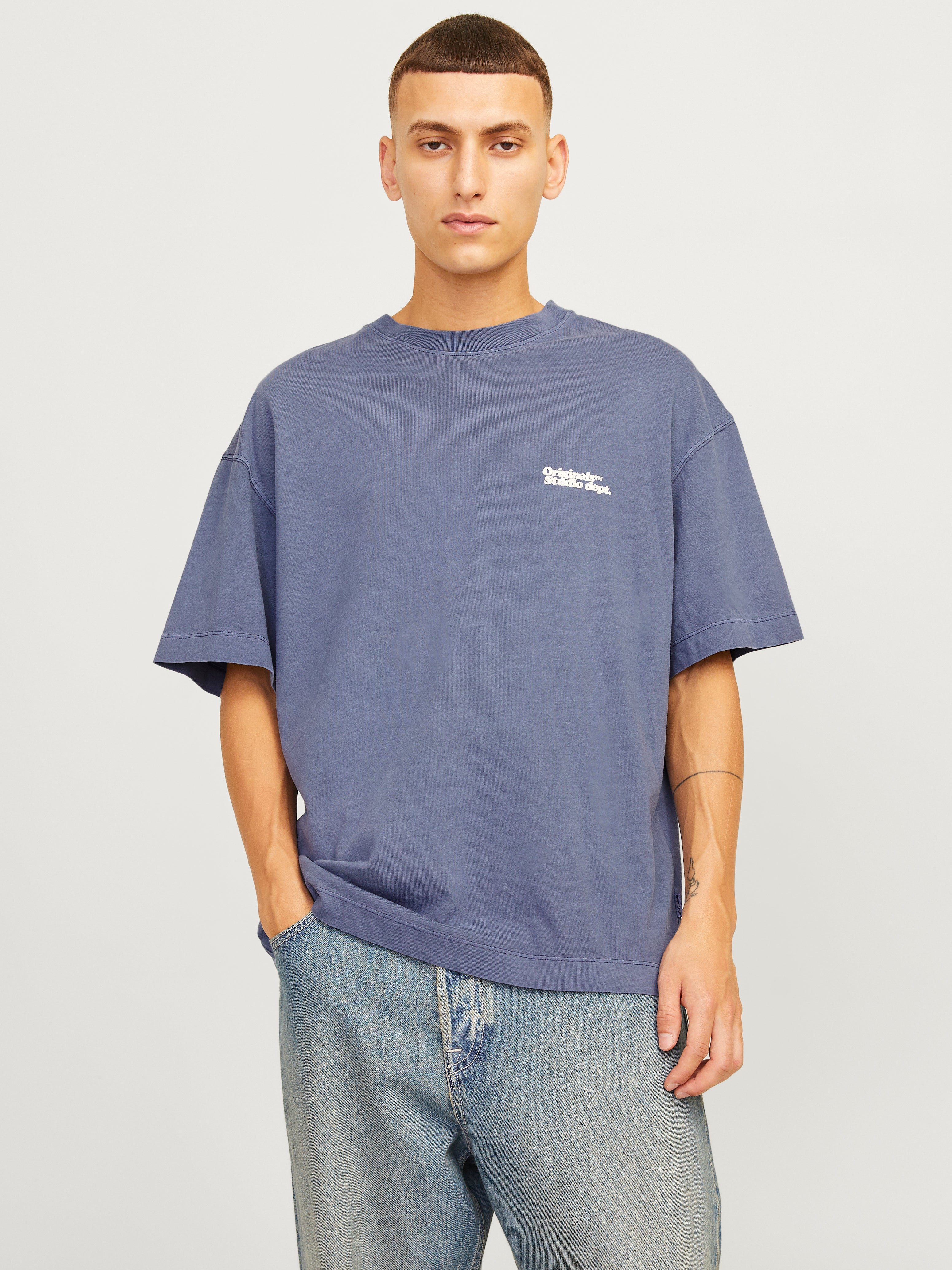 Loose Fit Crew neck T Shirt Dark Blue Jack Jones