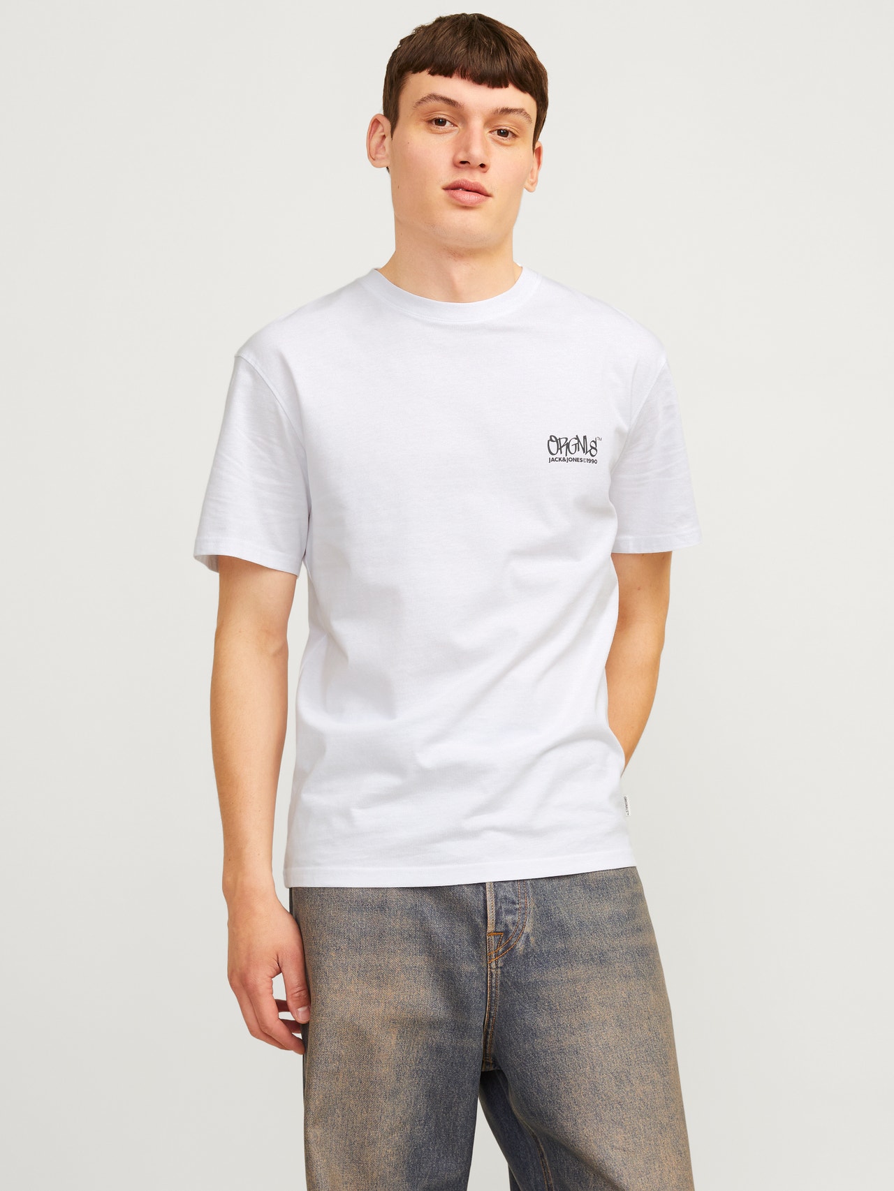 Jack & Jones Relaxed Fit Crew neck T-Shirt -Bright White - 12262673
