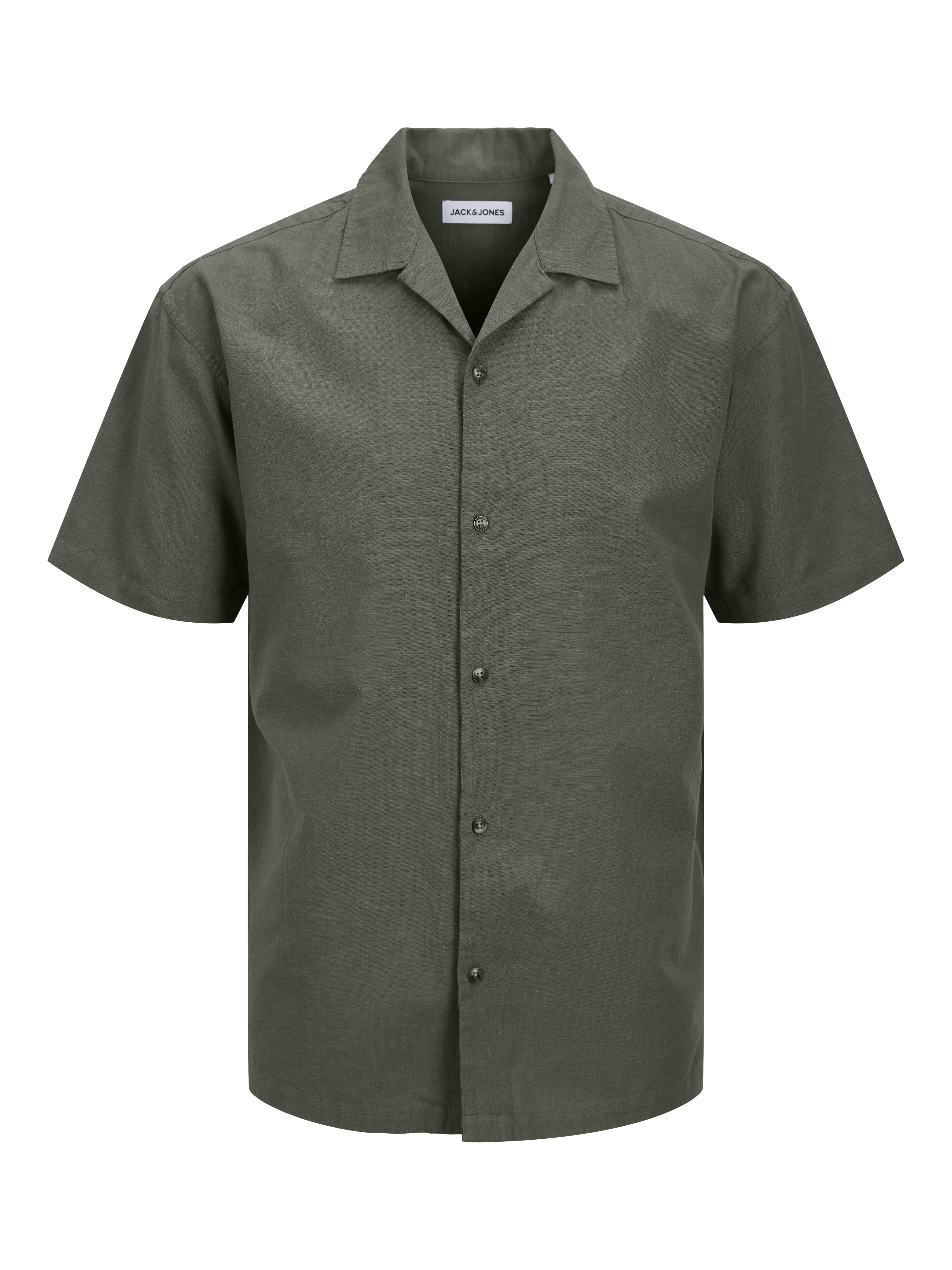 Relaxed Fit Linen-Blend Shirt | Dark Grey | Jack & Jones®