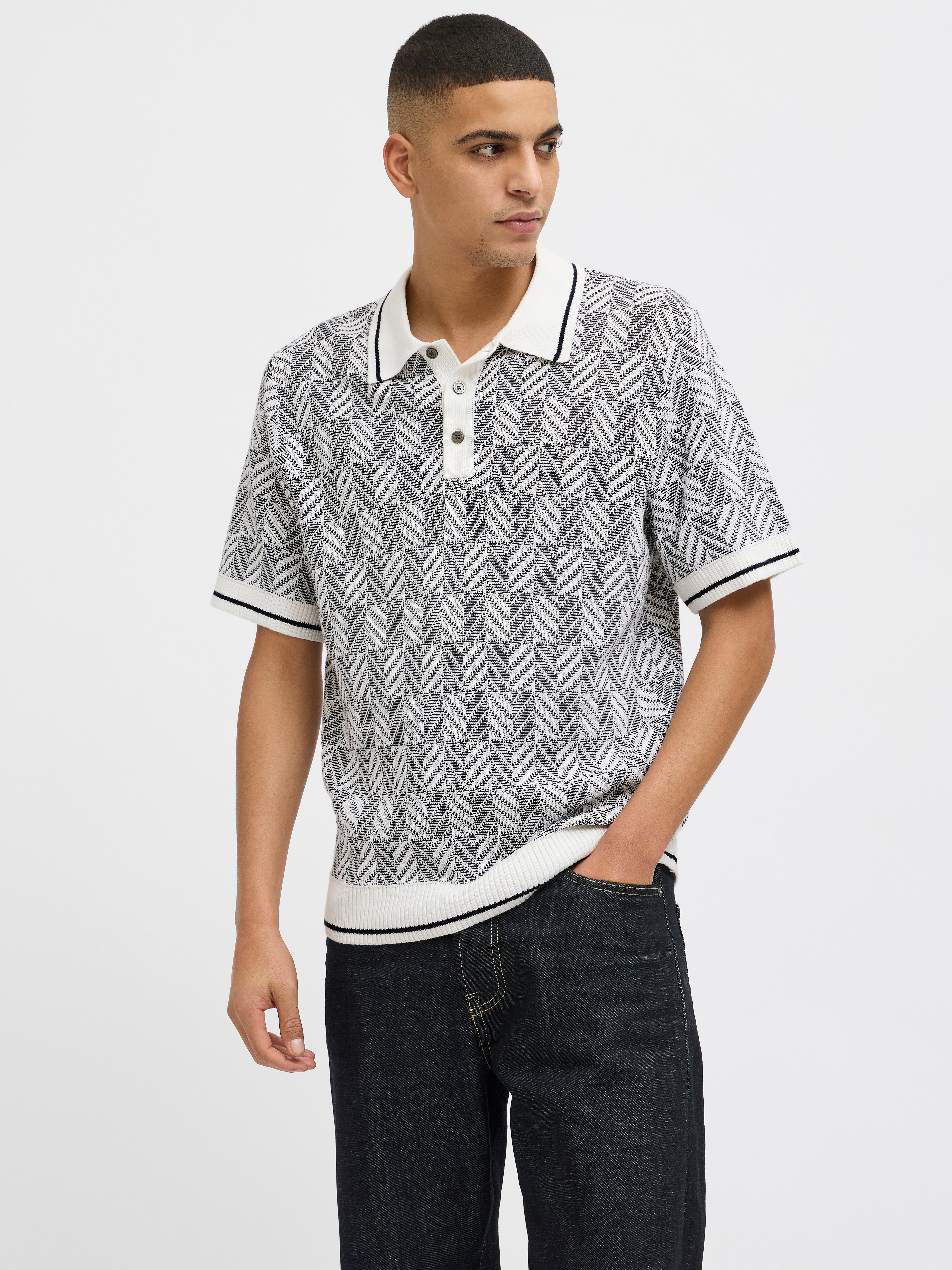 Relaxed Fit Knitted Polo | Dark Blue | Jack & Jones®