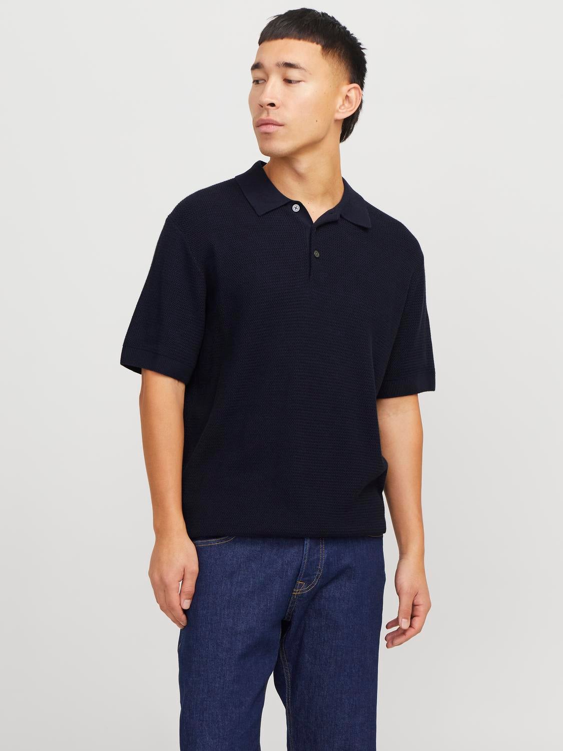 [ JEANS] Regular-Tipped Polo Shirt ★大人気★ Regular Fit Knitted Polo | Dark Blue | Jack & Jones®