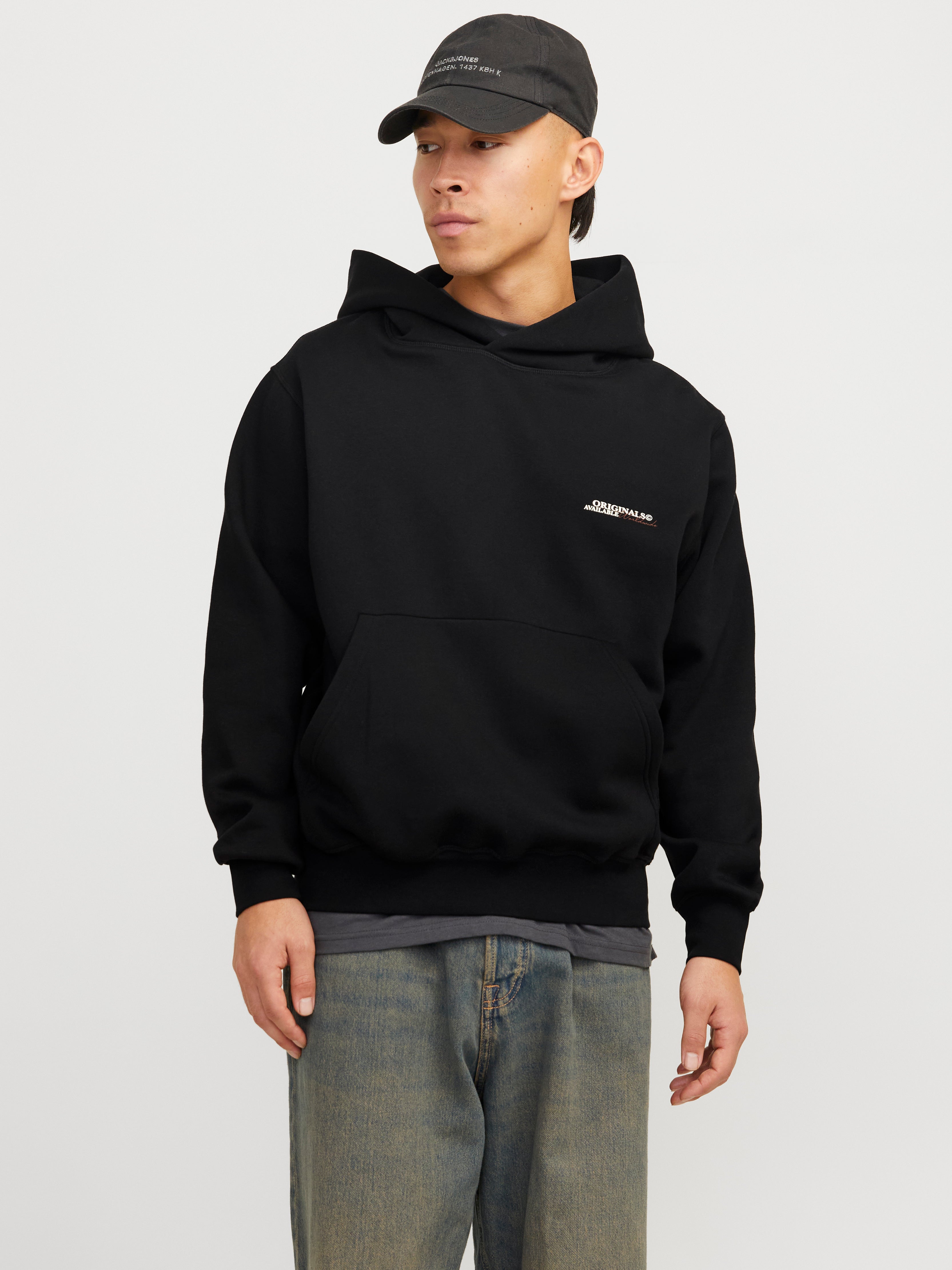 パーカー・フーディ Optical Black Washed Oversized Hoodie Men's Embroidered Heavyweight Oversized Hoodie in Washed